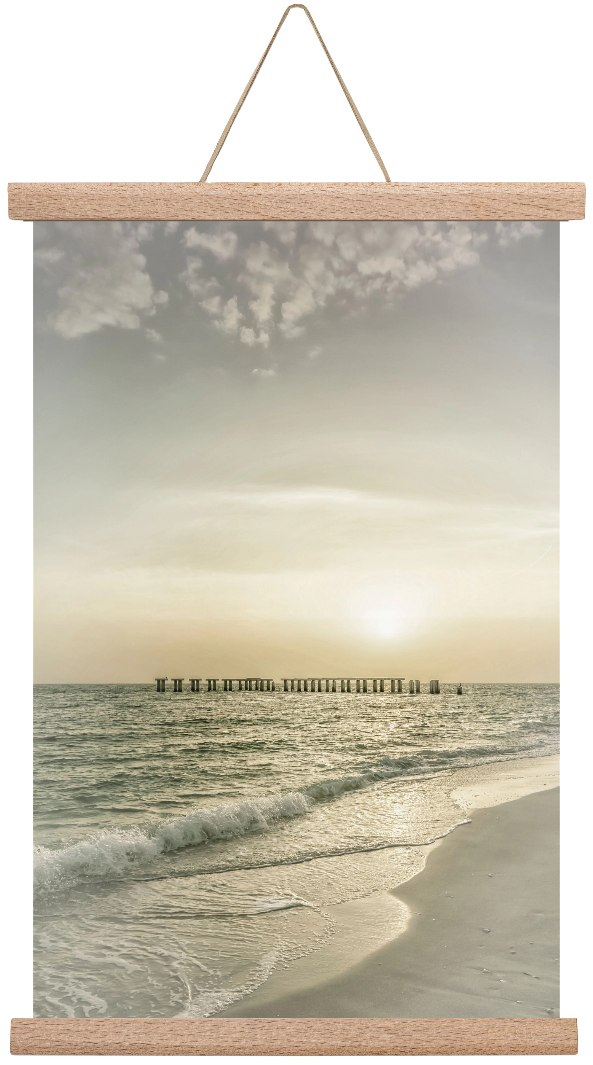 Gasparilla Island Sunset | Vintage, 30x45 cm (30x45 cm), Tölgy akasztó