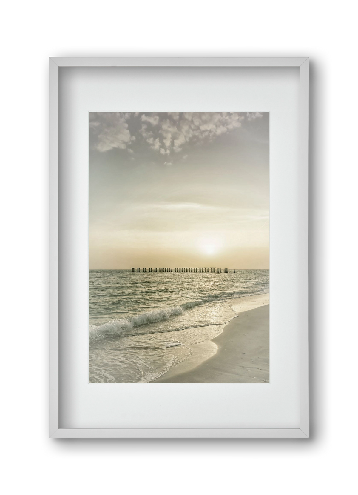 Gasparilla Island Sunset | Vintage, 30x45 cm (20x30 cm), Fehér keret, paszpartuval