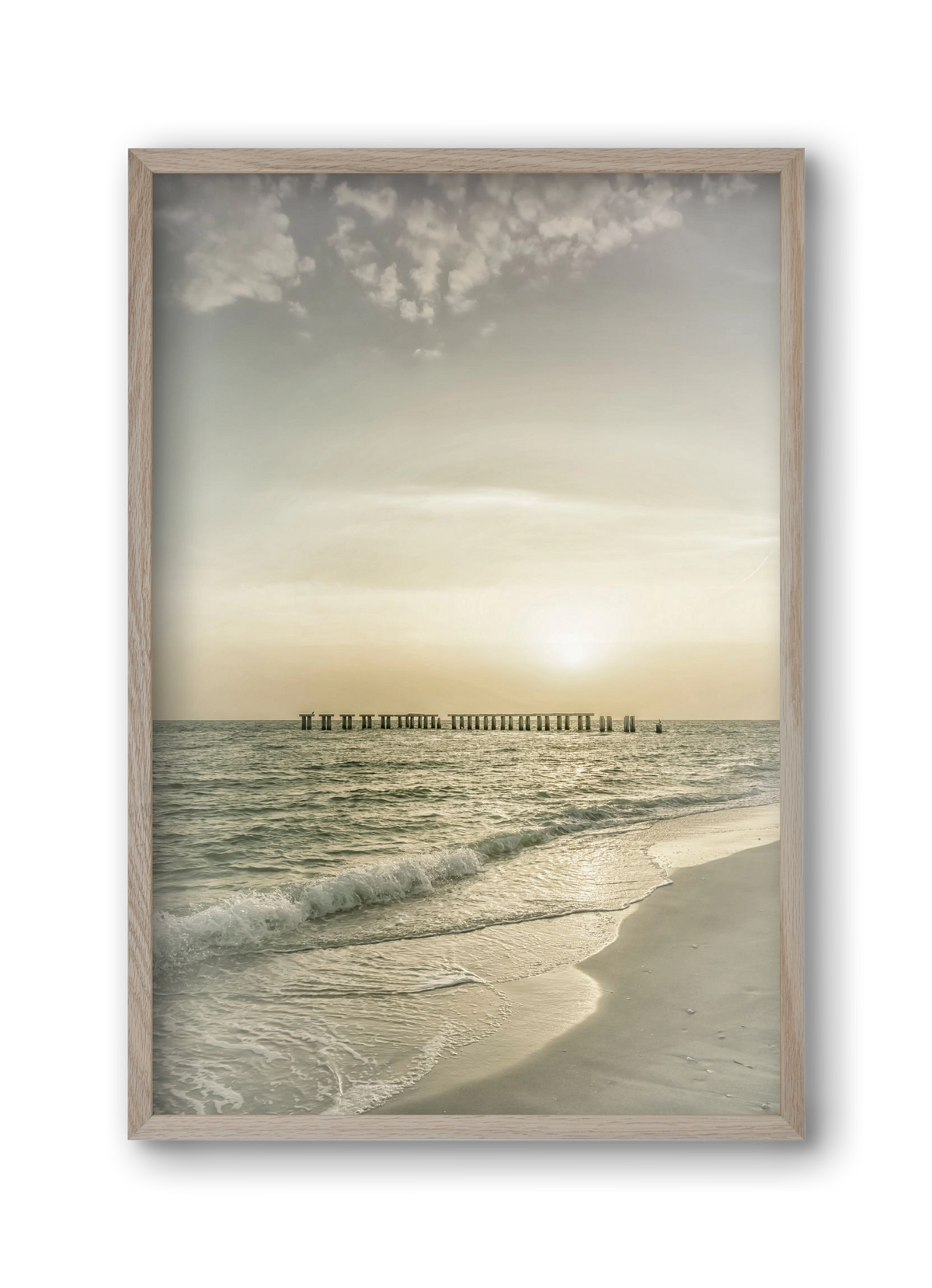 Gasparilla Island Sunset | Vintage, 30x45 cm (30x45 cm), Tölgy keret