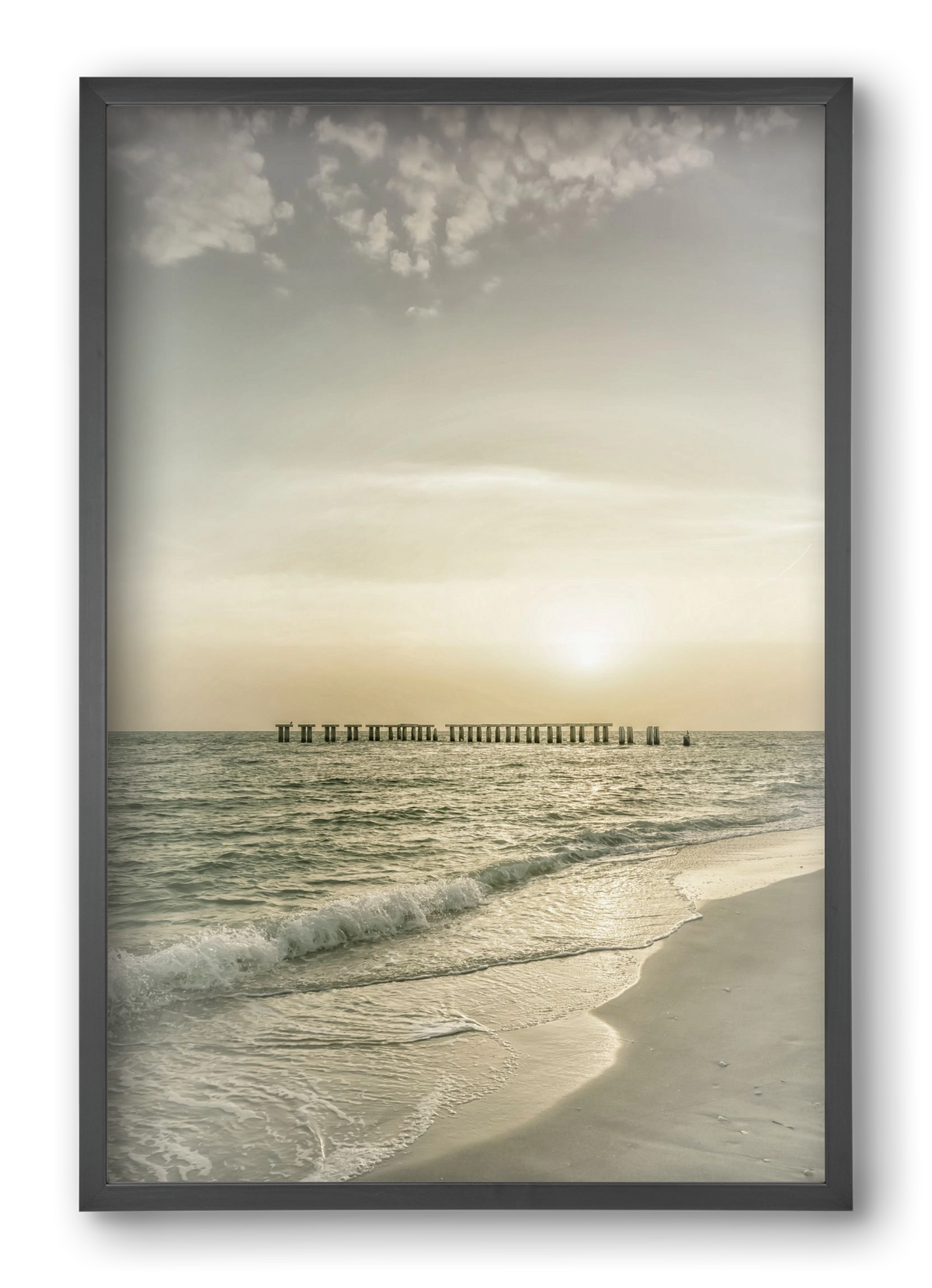 Gasparilla Island Sunset | Vintage, 40x60 cm (40x60 cm), Fekete keret