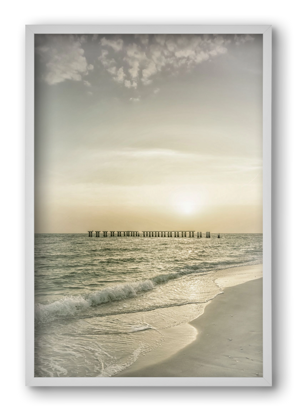 Gasparilla Island Sunset | Vintage, 40x60 cm (40x60 cm), Fehér keret