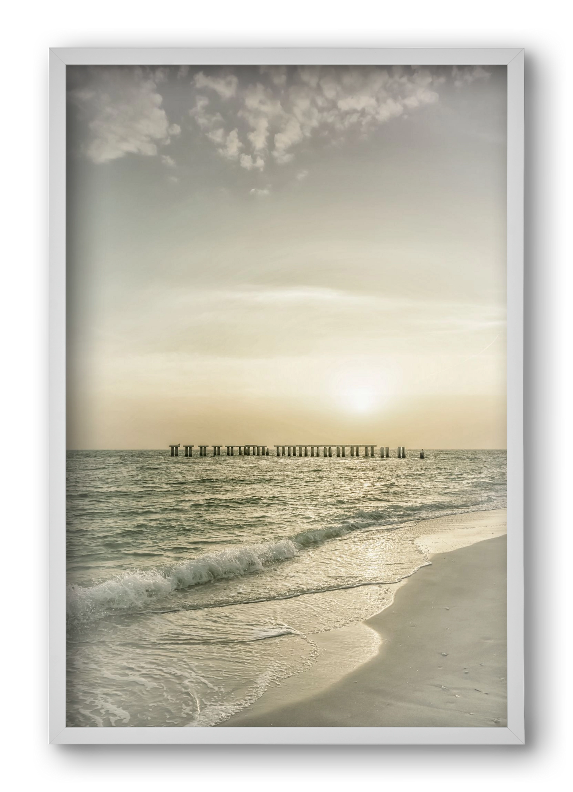 Gasparilla Island Sunset | Vintage, 40x60 cm (40x60 cm), Fehér keret