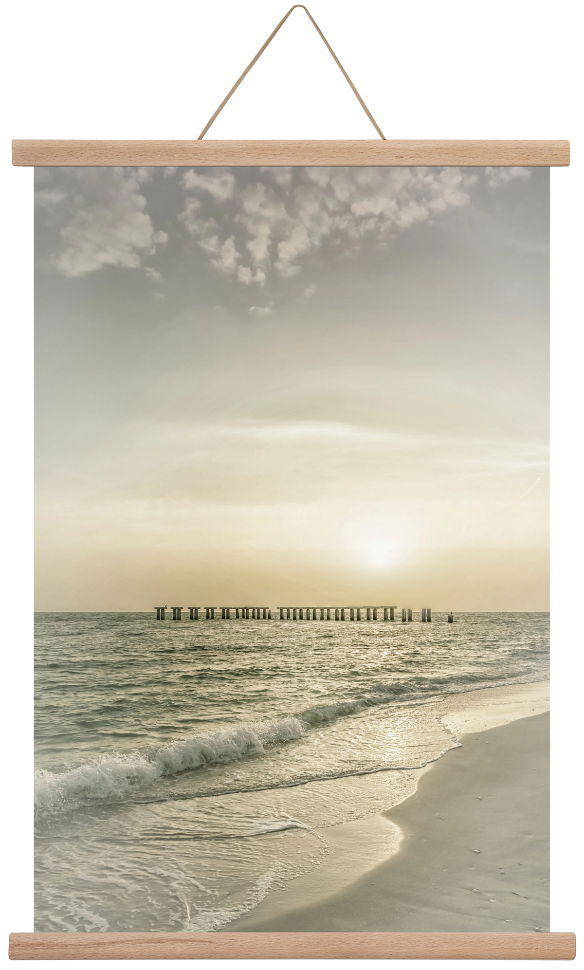 Gasparilla Island Sunset | Vintage, 40x60 cm (40x60 cm), Tölgy akasztó