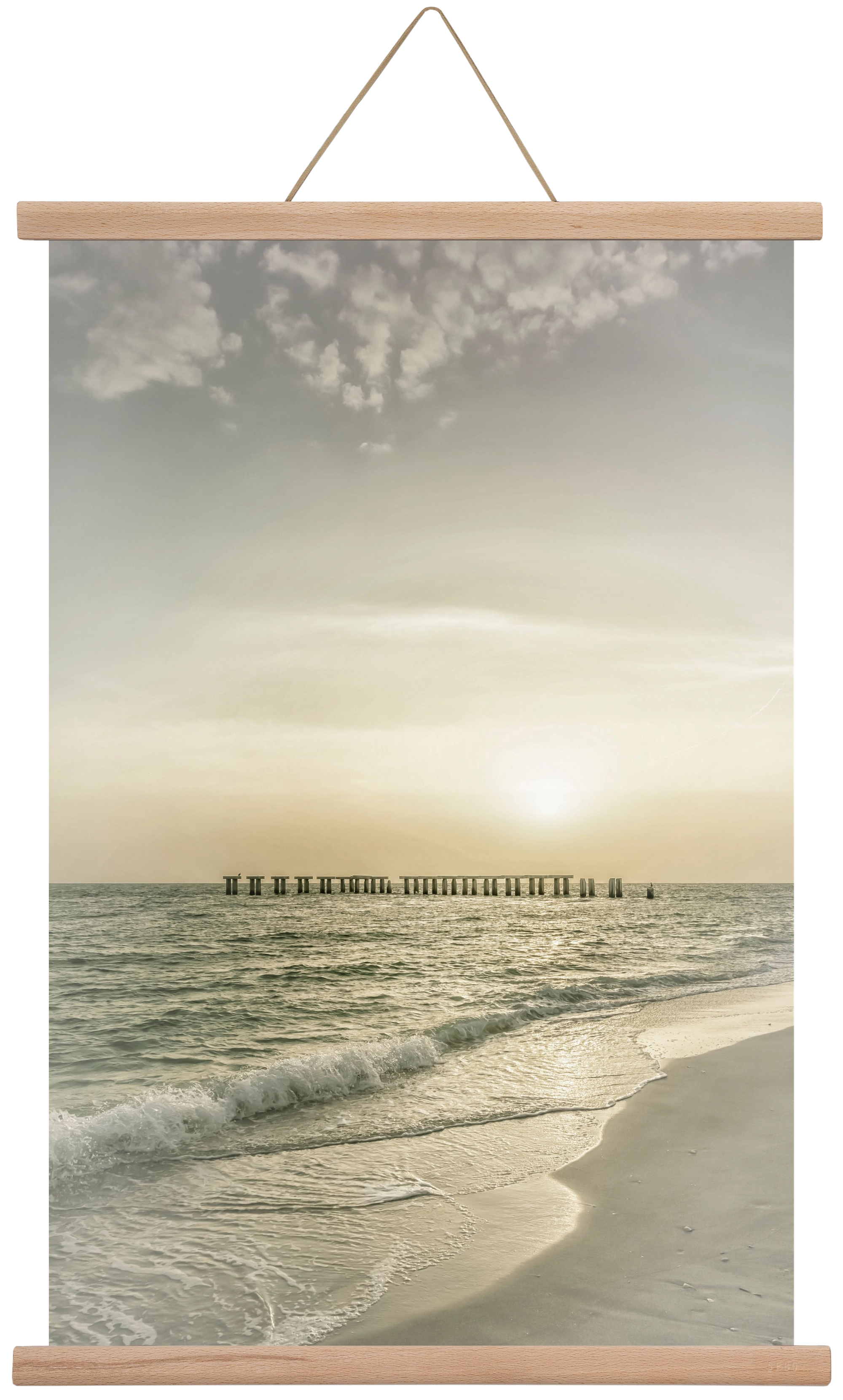 Gasparilla Island Sunset | Vintage, 40x60 cm (40x60 cm), Tölgy akasztó