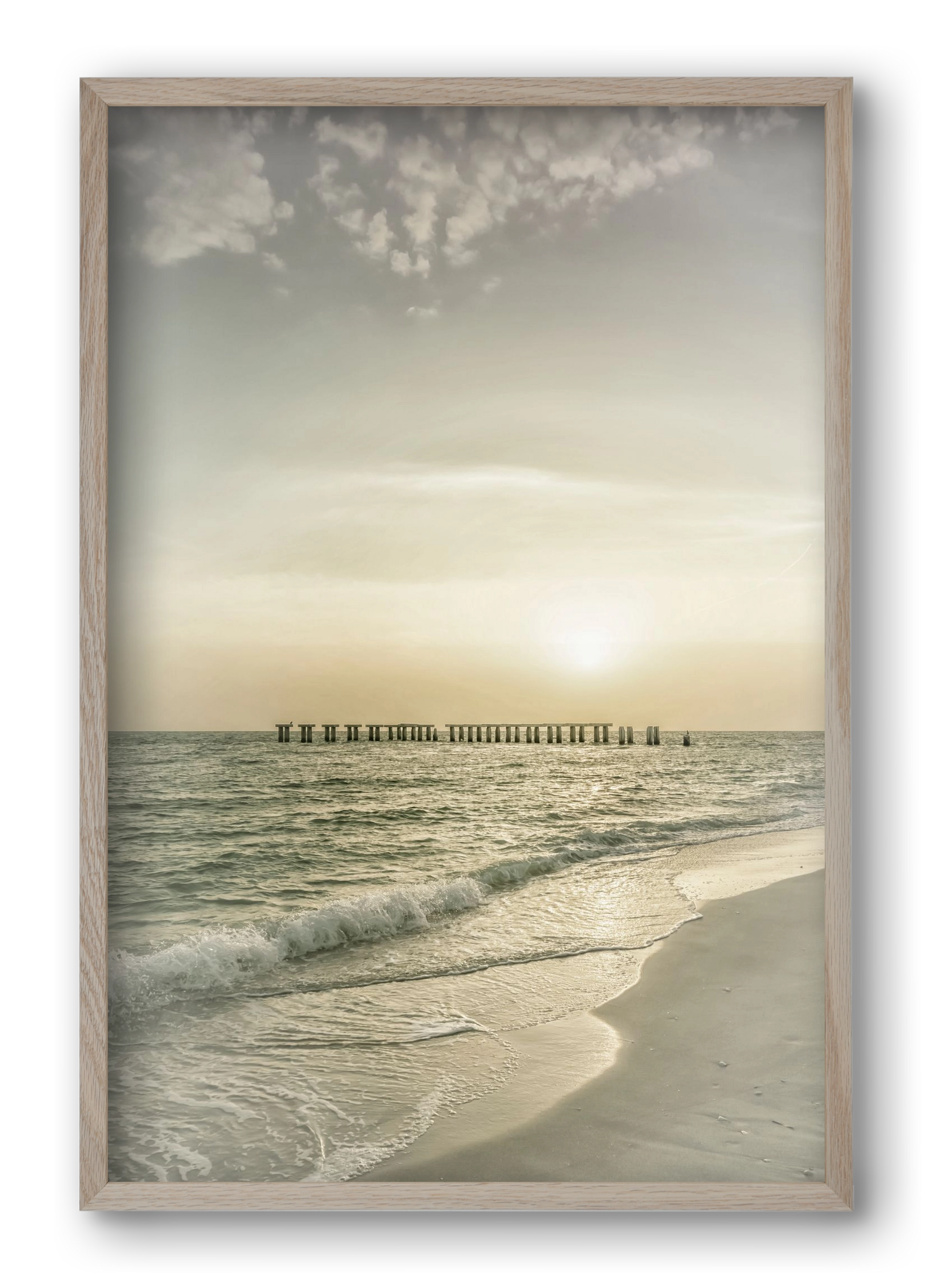 Gasparilla Island Sunset | Vintage, 40x60 cm (40x60 cm), Tölgy keret