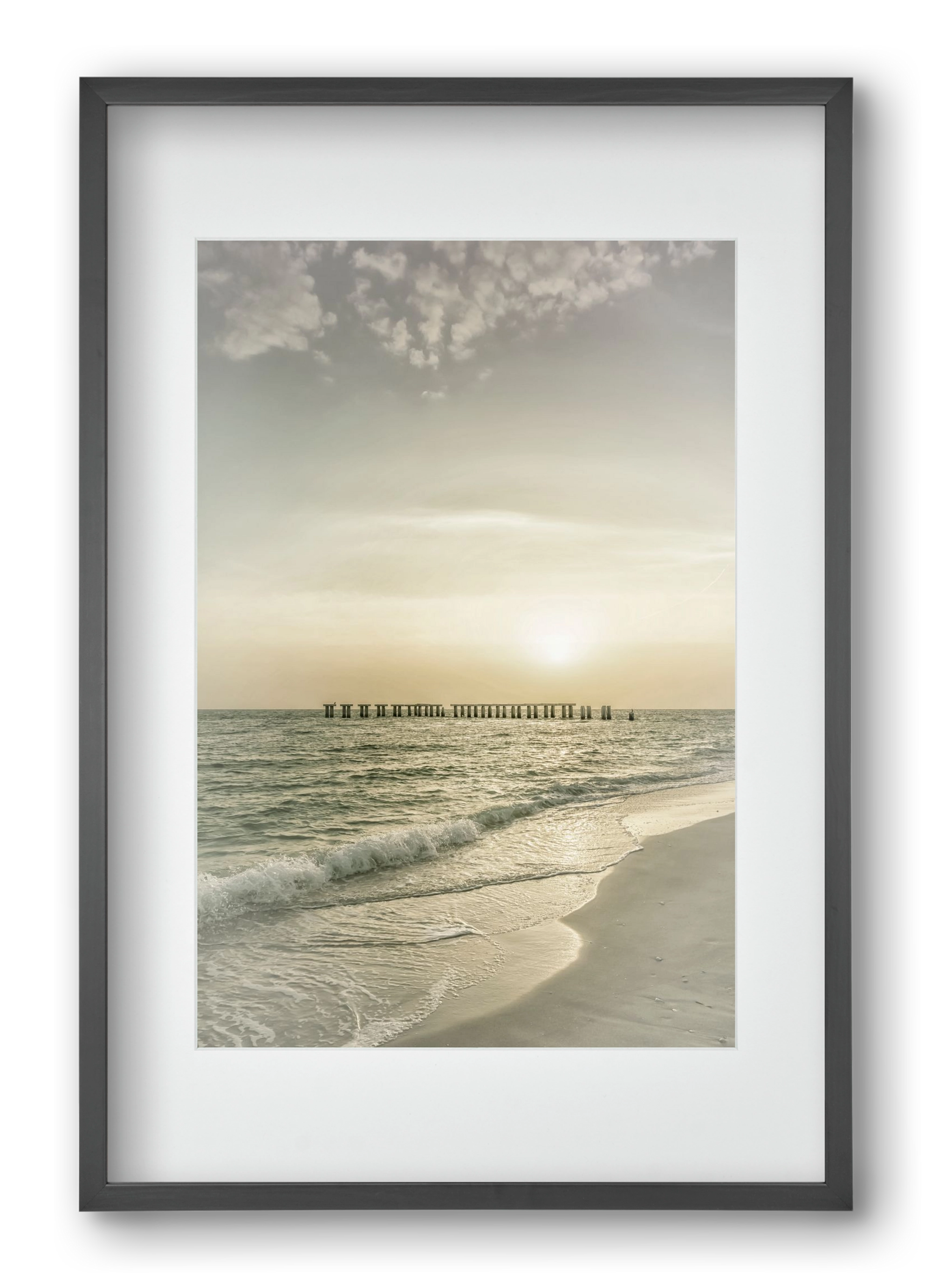 Gasparilla Island Sunset | Vintage, 40x60 cm (30x45 cm), Fekete keret, paszpartuval