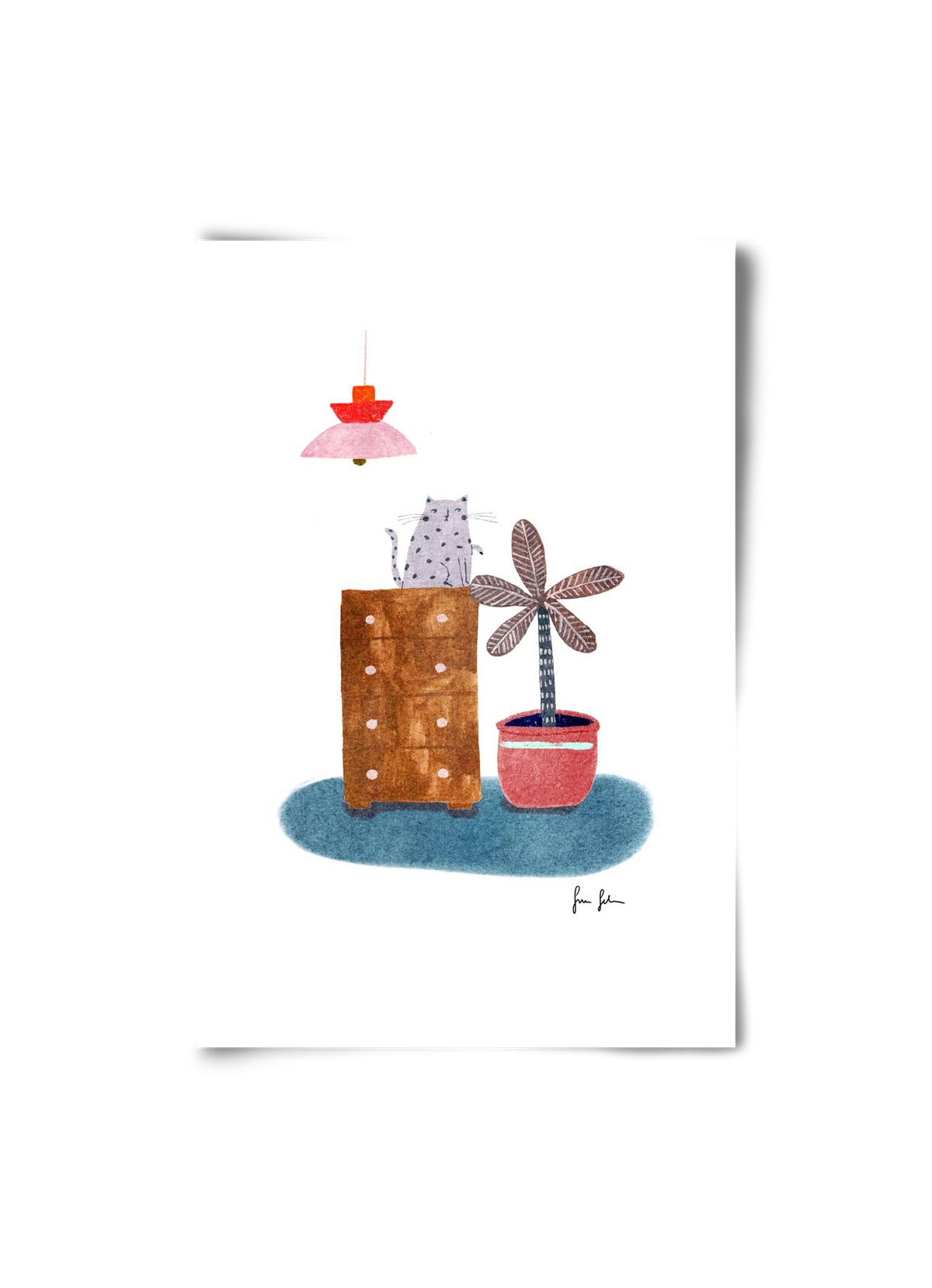 Interior with cat, 20x30 cm, Keret nélkül