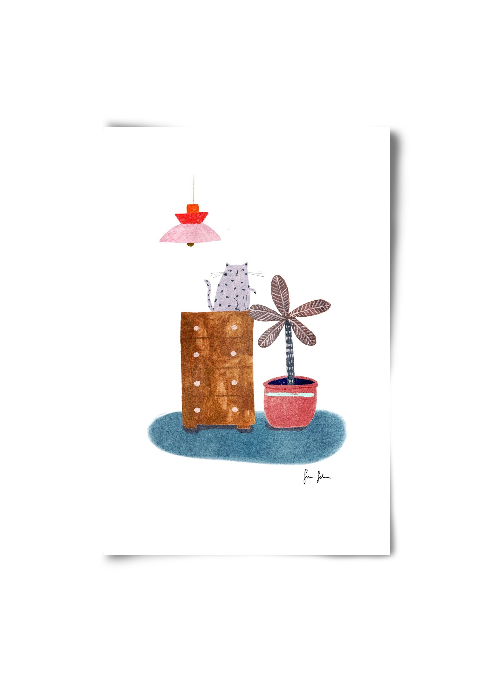 Interior with cat, 20x30 cm, Keret nélkül