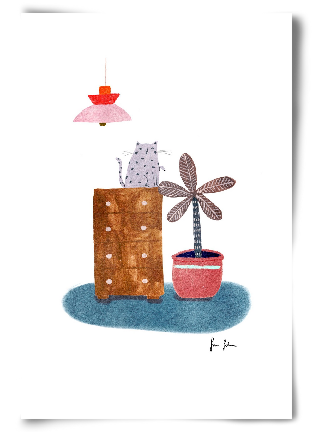 Interior with cat, 60x90 cm, Keret nélkül