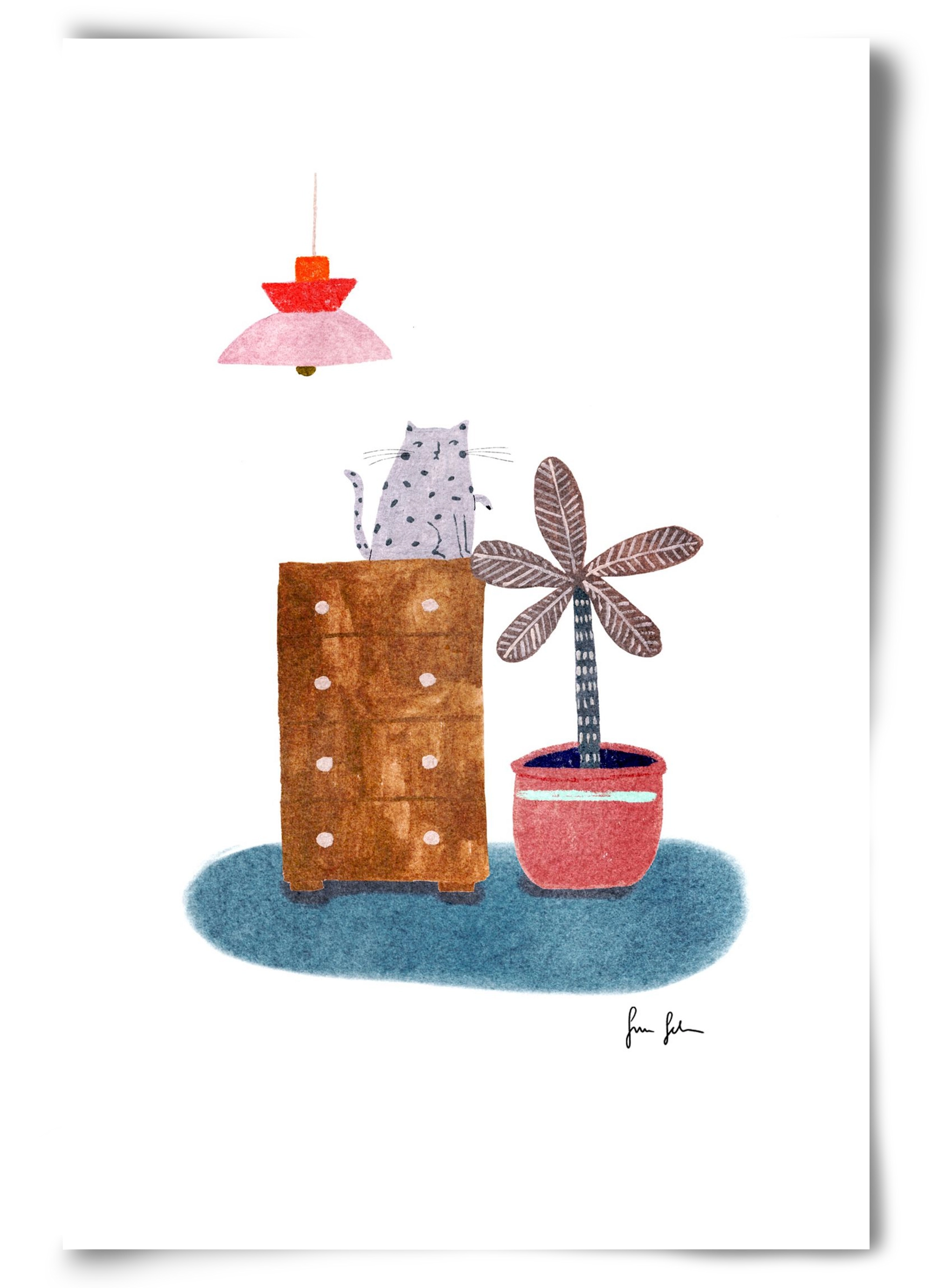 Interior with cat, 60x90 cm, Keret nélkül