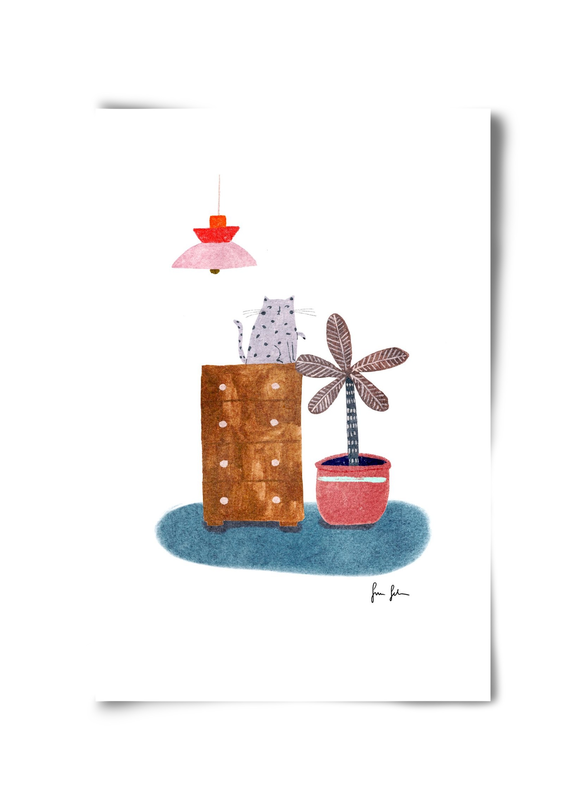 Interior with cat, 30x45 cm, Keret nélkül