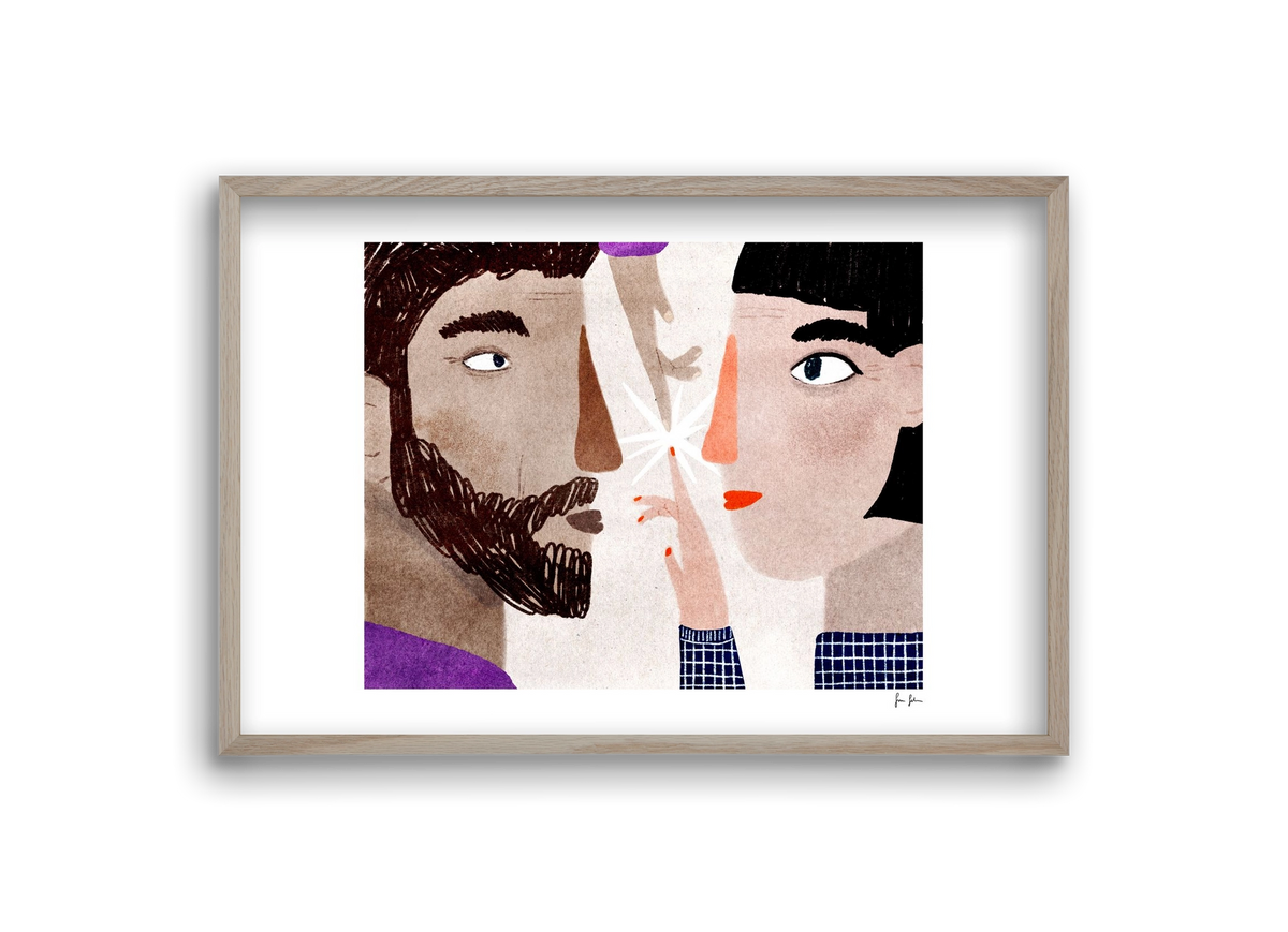 Lovers, 30x20 cm (30x20 cm), Tölgy keret