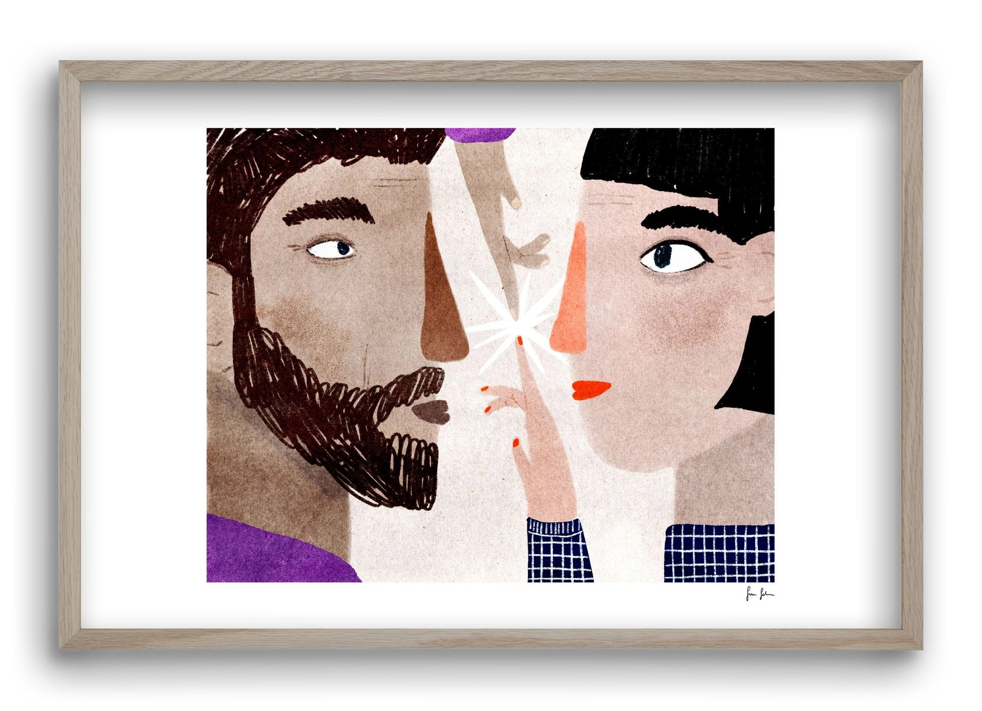 Lovers, 60x40 cm (60x40 cm), Tölgy keret