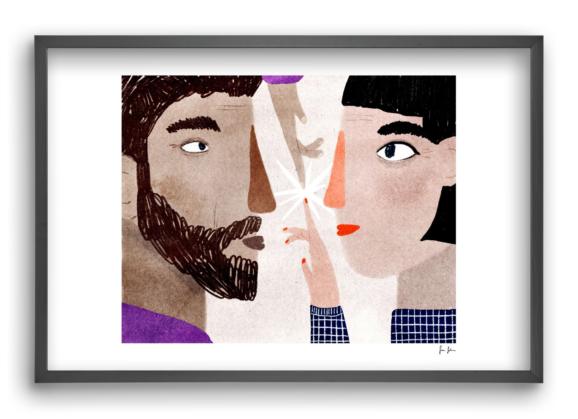 Lovers, 60x40 cm (60x40 cm), Fekete keret