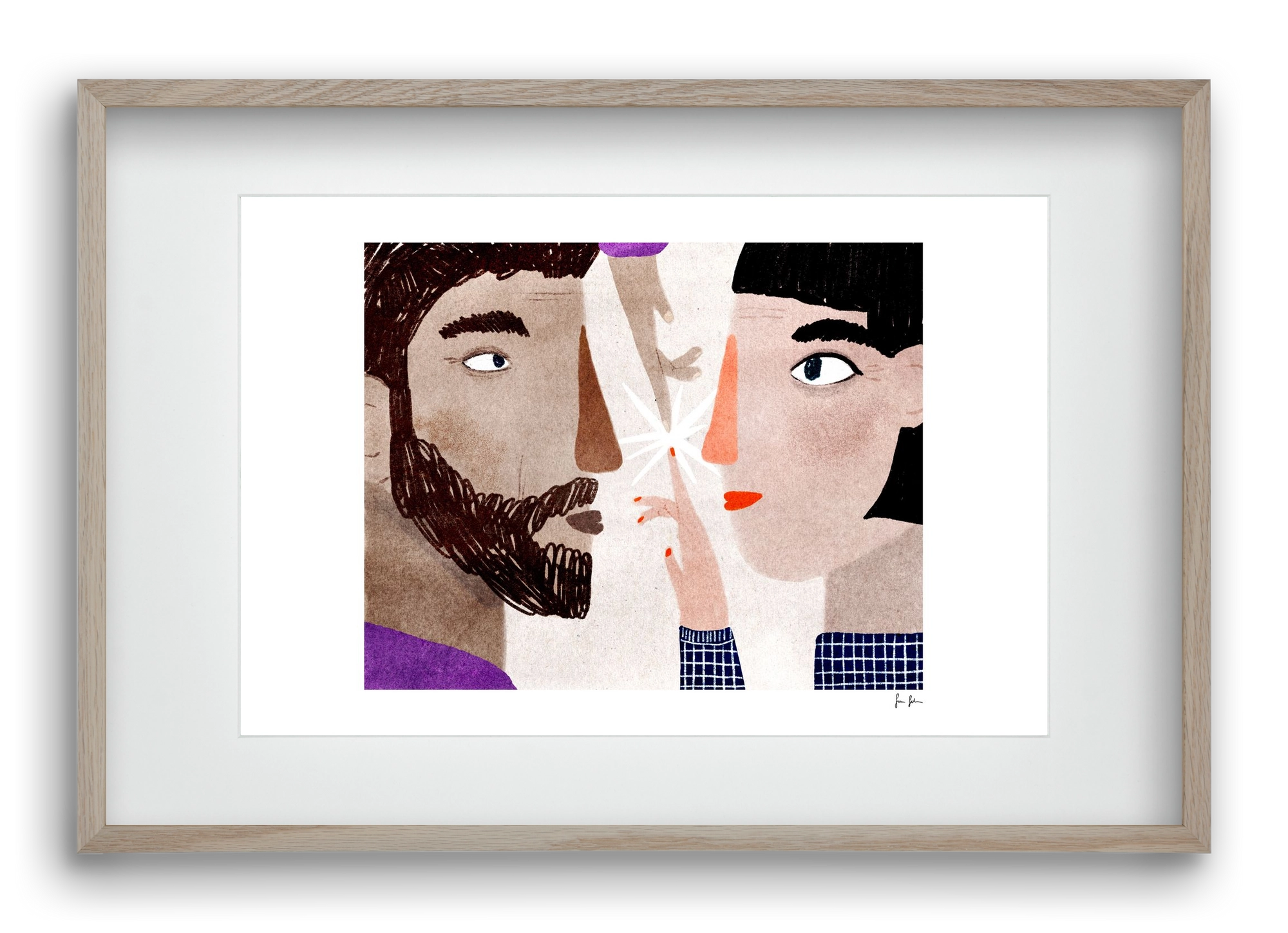 Lovers, 60x40 cm (45x30 cm), Tölgy keret, paszpartuval