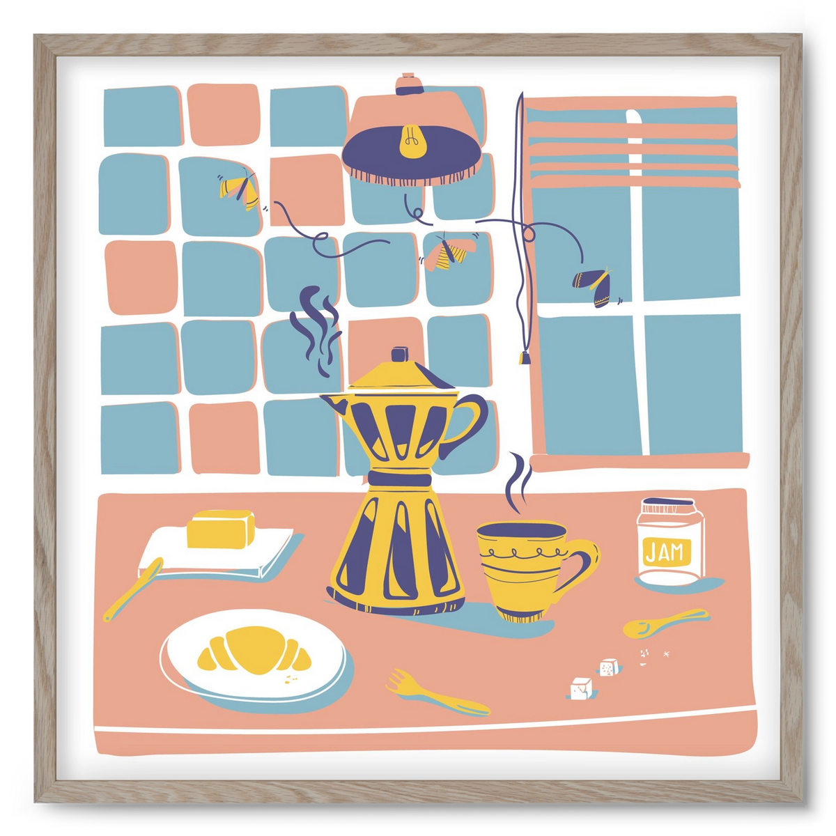 Pastel Breakfast, 50x50 cm (50x50 cm), Tölgy keret