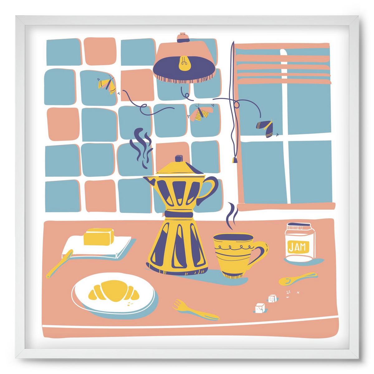 Pastel Breakfast, 50x50 cm (50x50 cm), Fehér keret