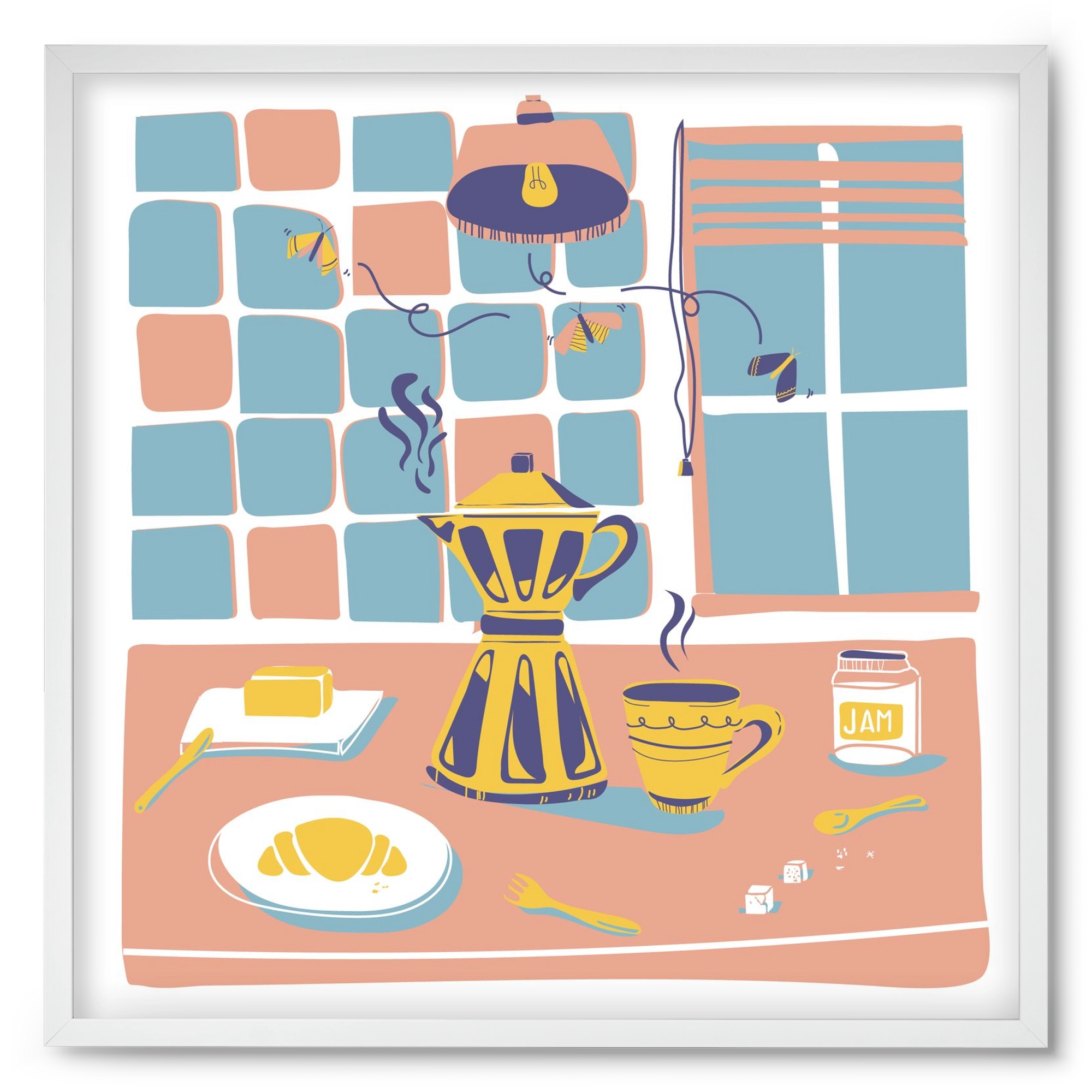 Pastel Breakfast, 50x50 cm (50x50 cm), Fehér keret