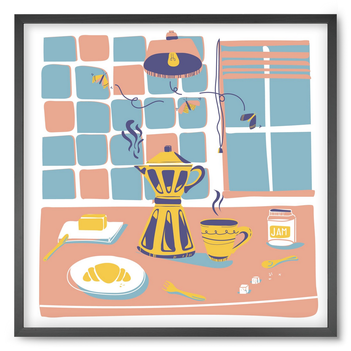 Pastel Breakfast, 50x50 cm (50x50 cm), Fekete keret