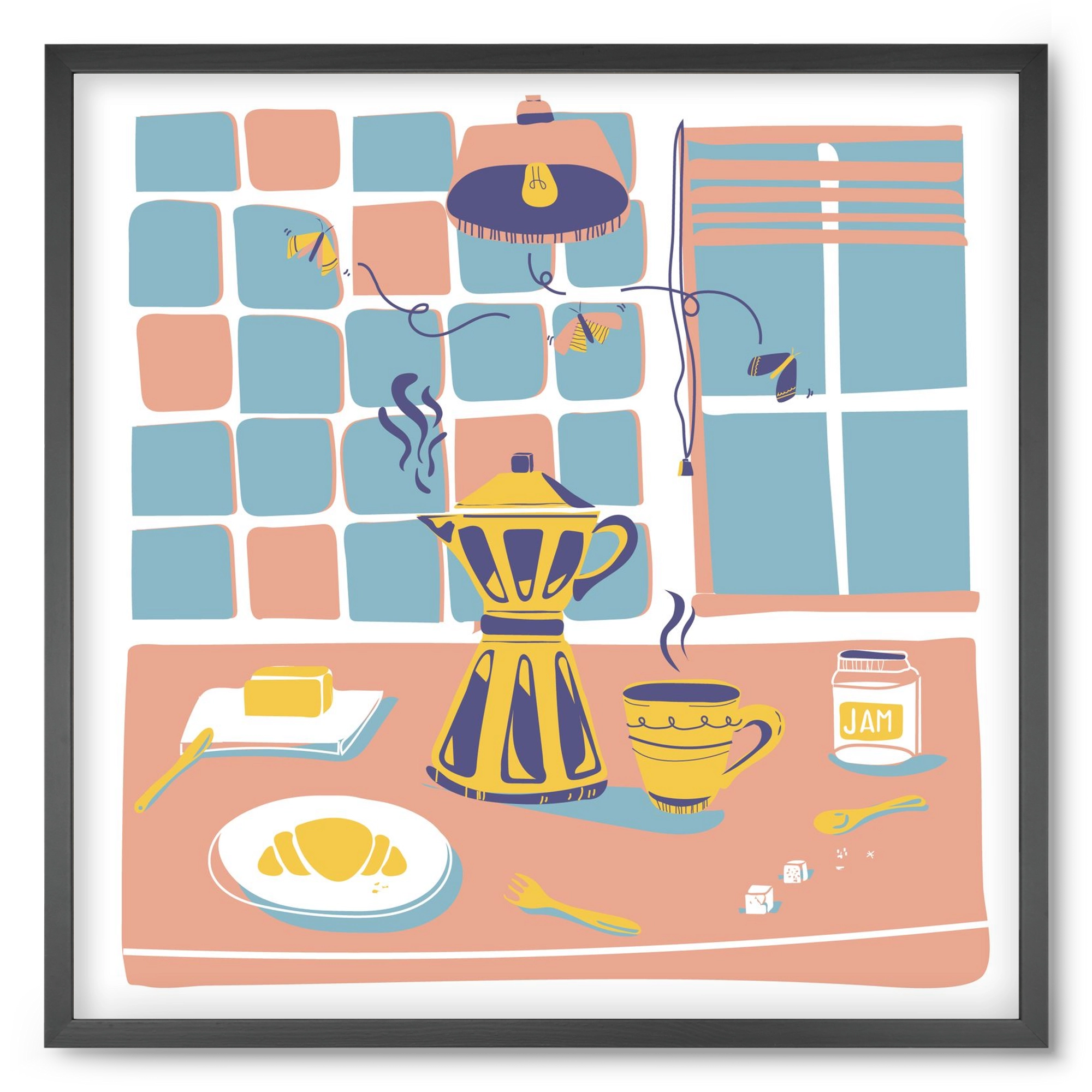 Pastel Breakfast, 50x50 cm (50x50 cm), Fekete keret