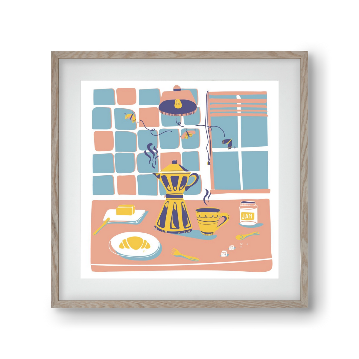 Pastel Breakfast, 30x30 cm (20x20 cm), Tölgy keret, paszpartuval