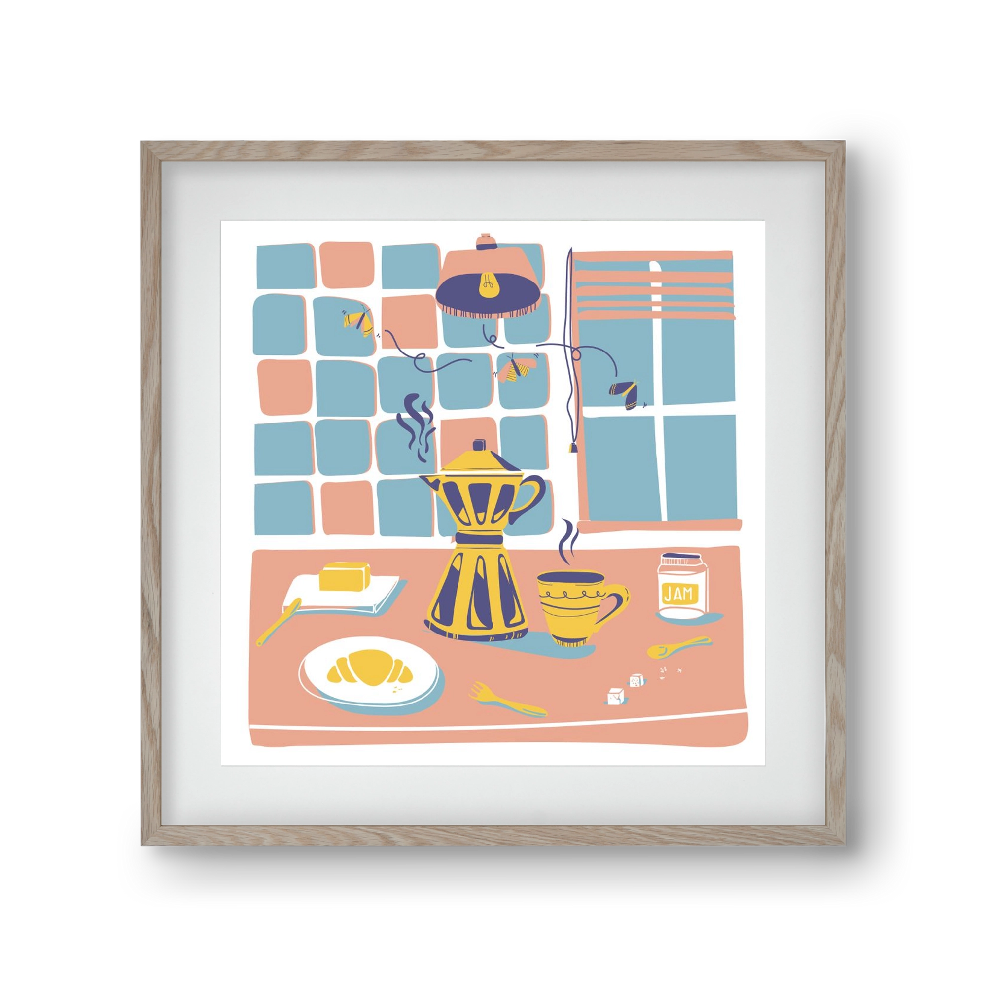 Pastel Breakfast, 30x30 cm (20x20 cm), Tölgy keret, paszpartuval