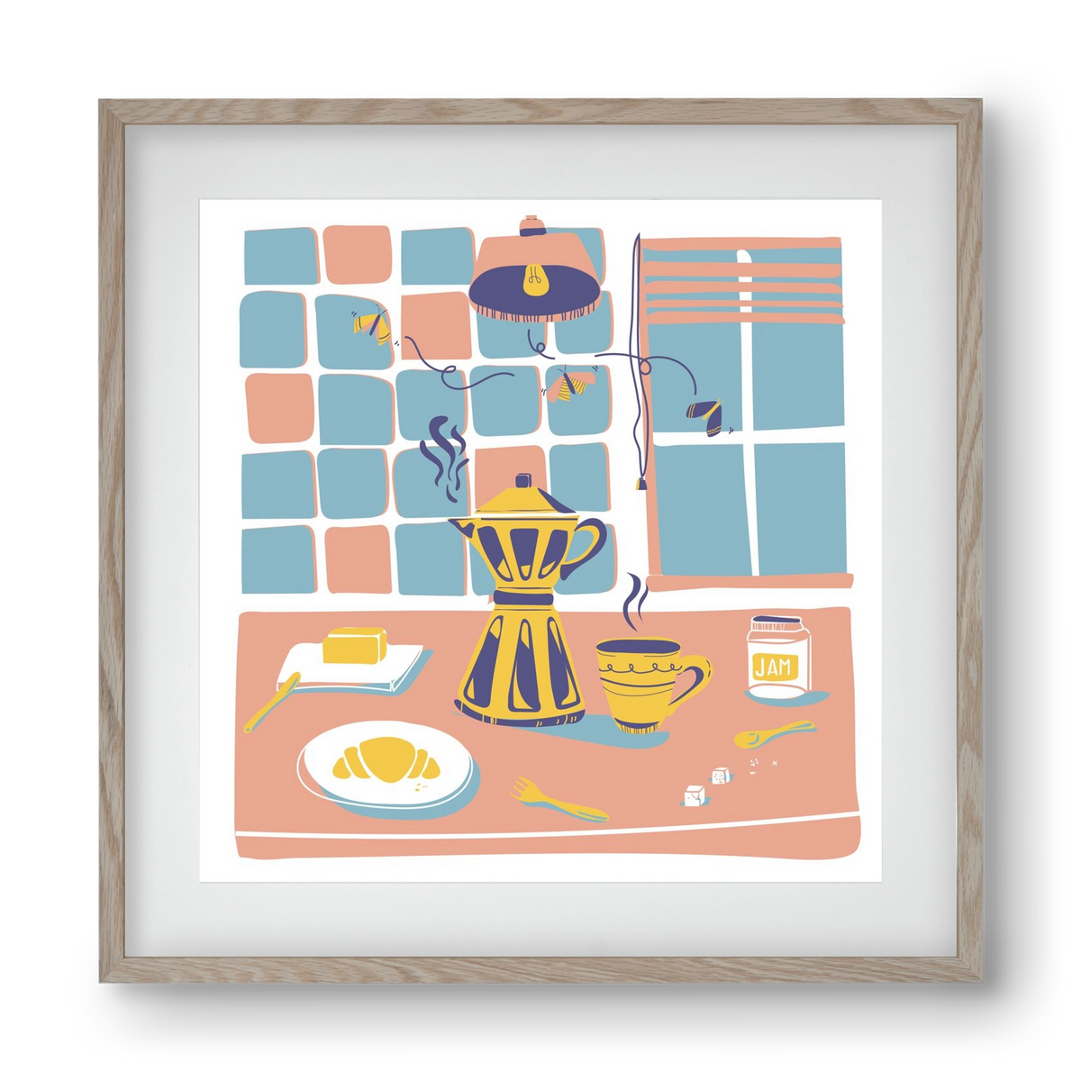 Pastel Breakfast, 40x40 cm (30x30 cm), Tölgy keret, paszpartuval