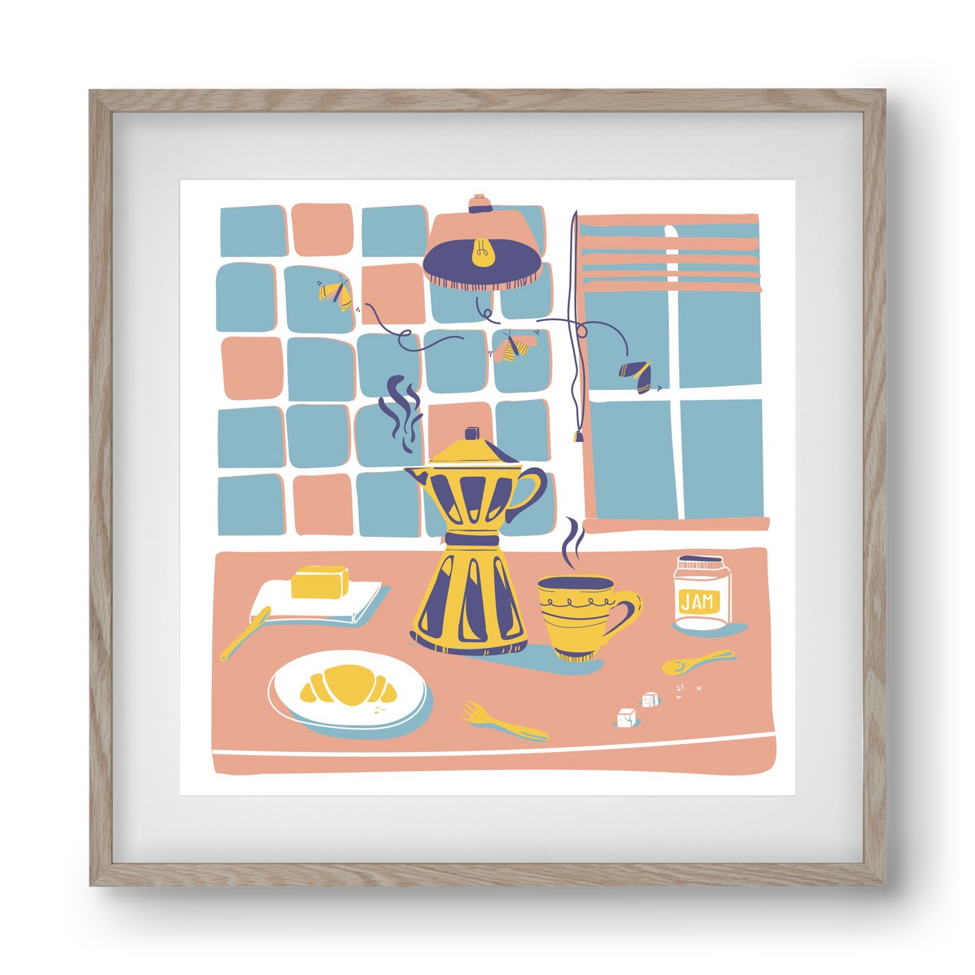 Pastel Breakfast, 40x40 cm (30x30 cm), Tölgy keret, paszpartuval