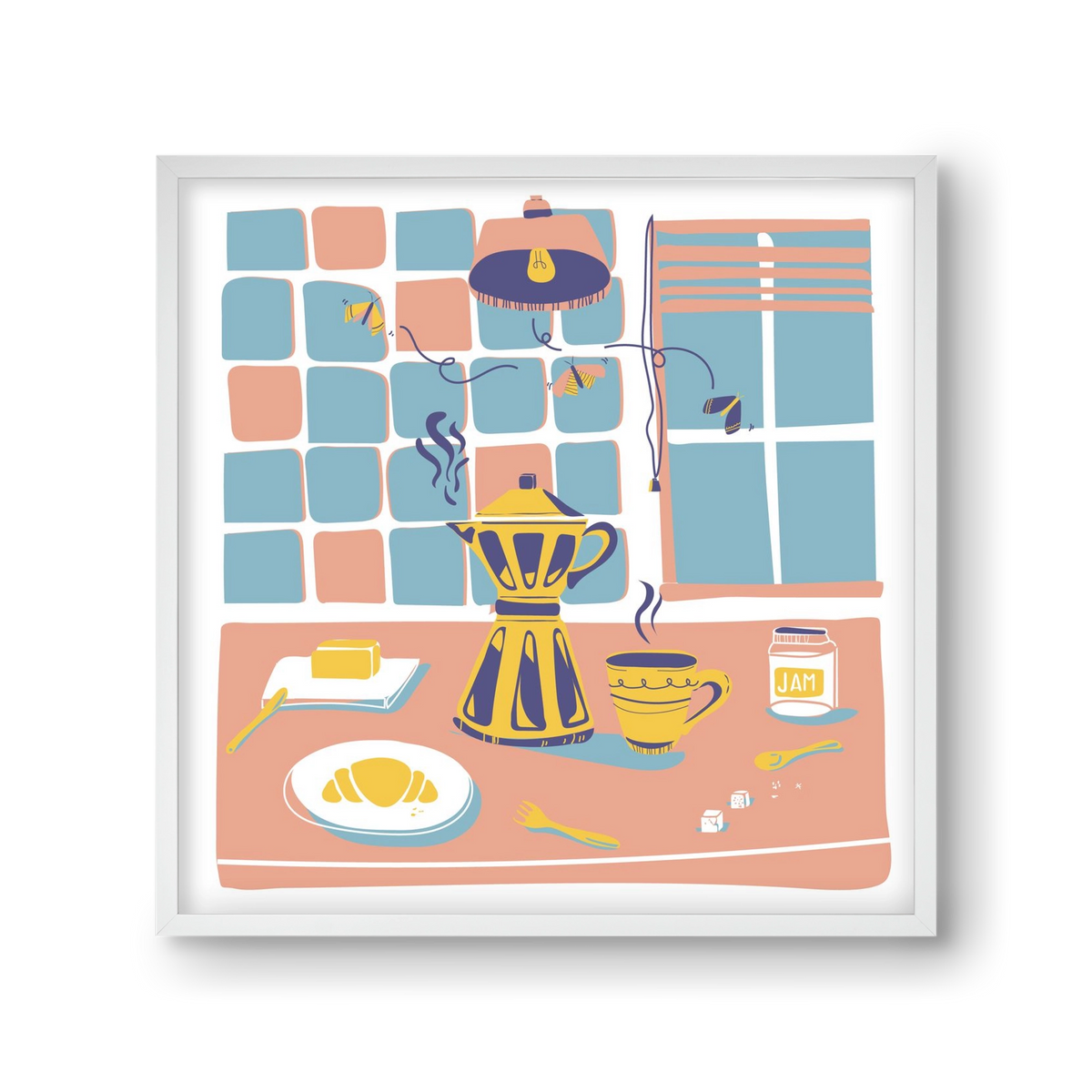 Pastel Breakfast, 30x30 cm (30x30 cm), Fehér keret