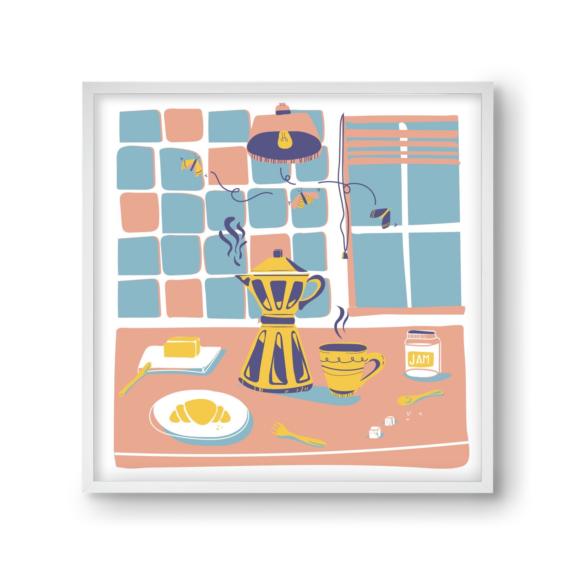 Pastel Breakfast, 30x30 cm (30x30 cm), Fehér keret