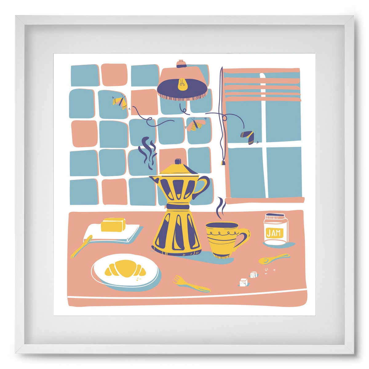 Pastel Breakfast, 50x50 cm (40x40 cm), Fehér keret, paszpartuval