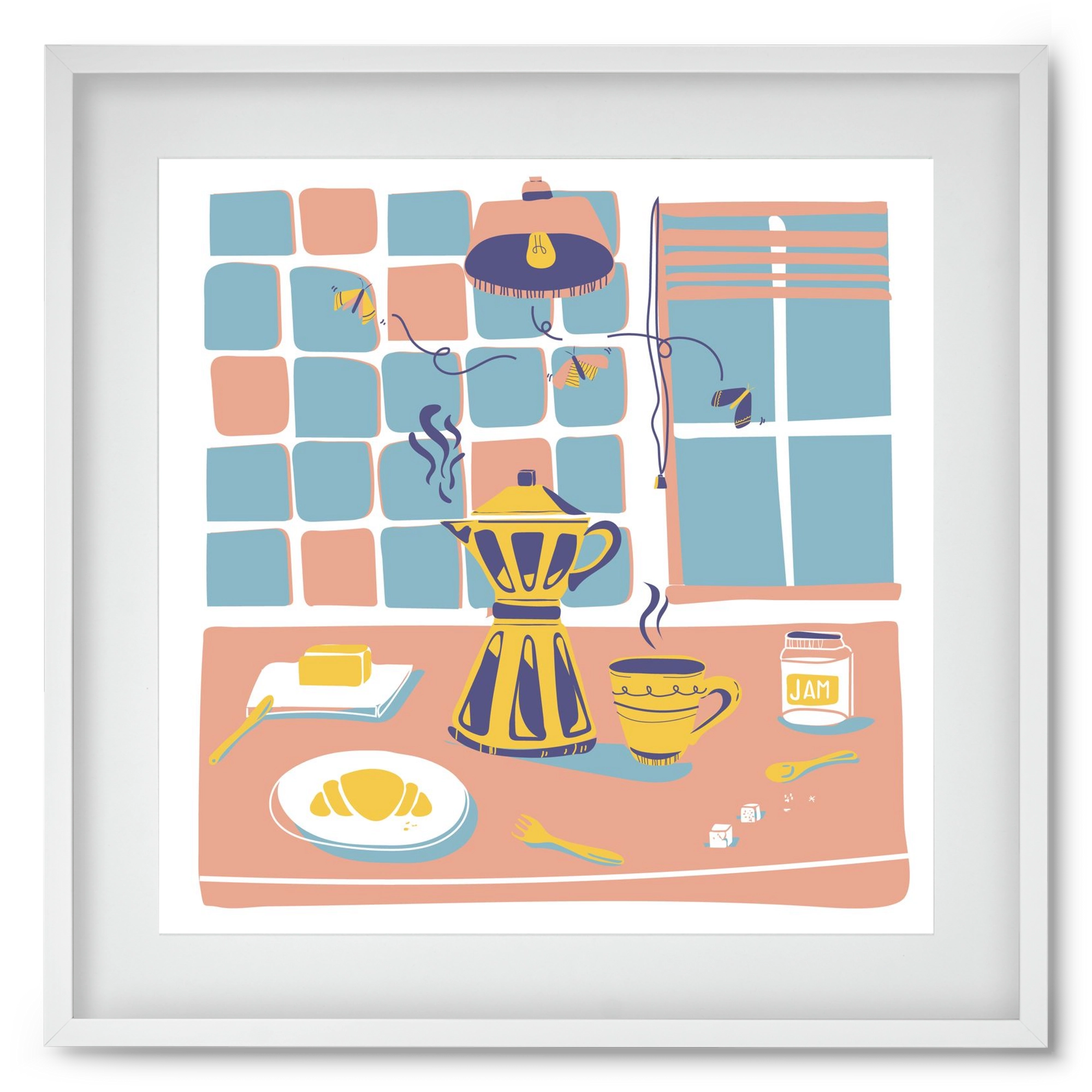 Pastel Breakfast, 50x50 cm (40x40 cm), Fehér keret, paszpartuval