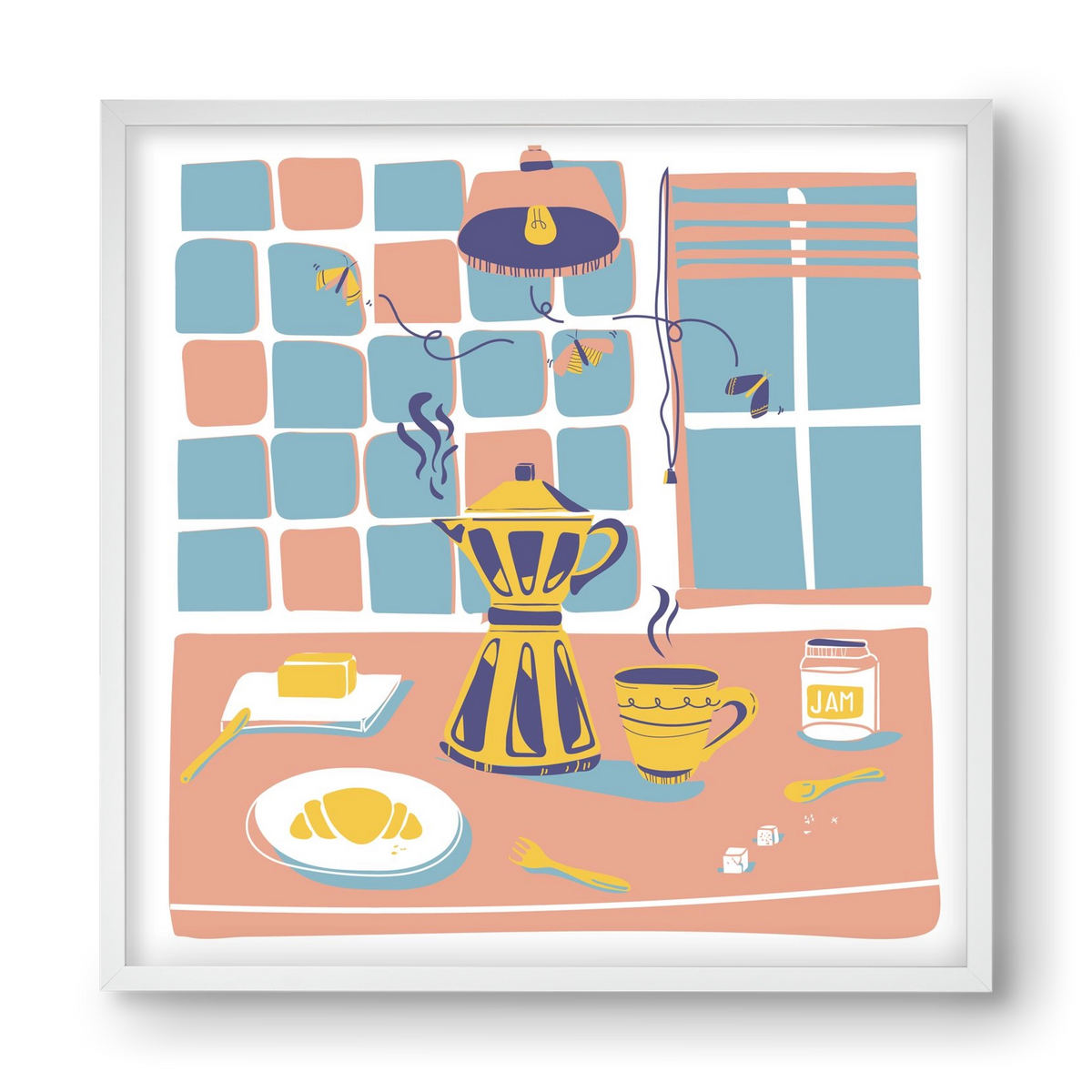 Pastel Breakfast, 40x40 cm (40x40 cm), Fehér keret