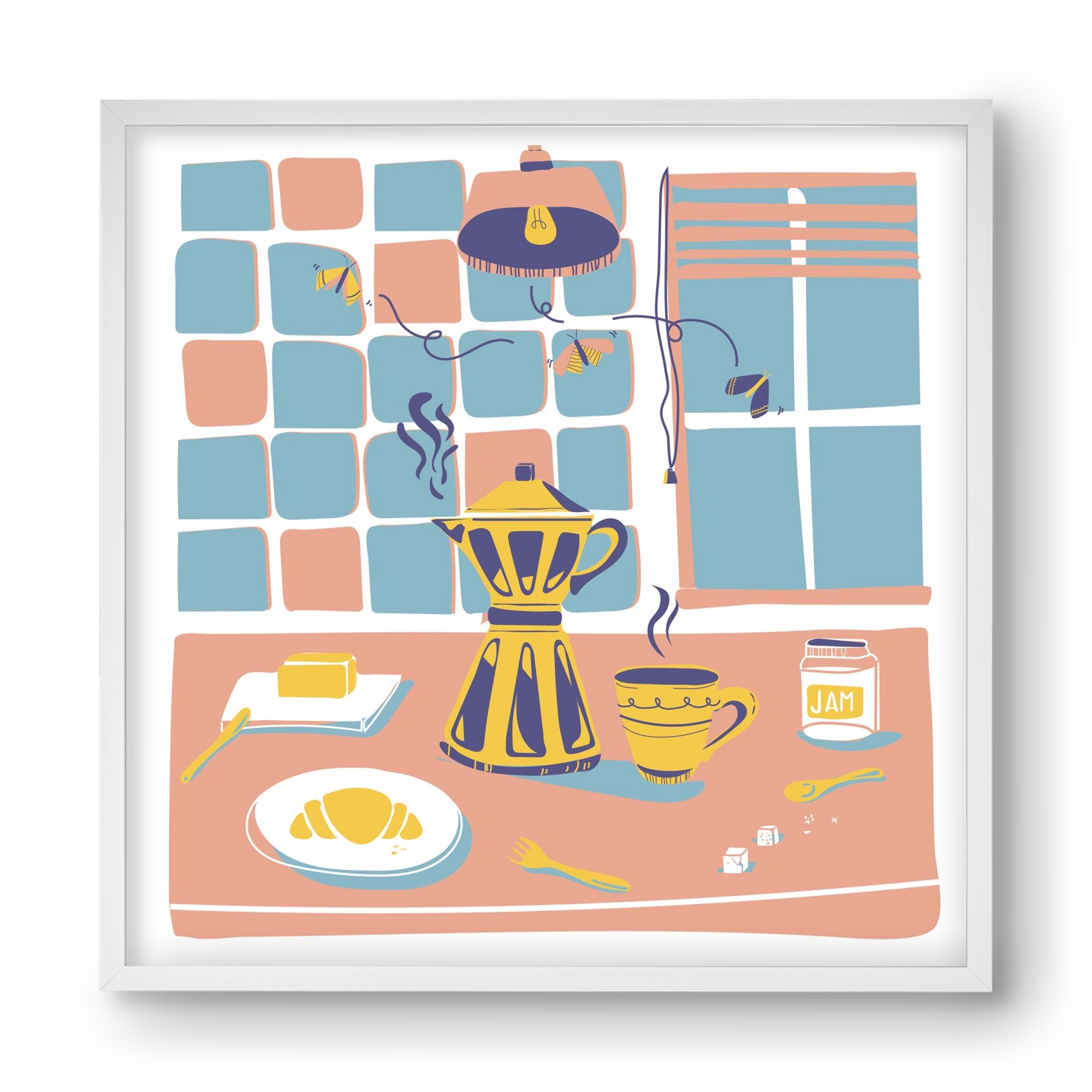 Pastel Breakfast, 40x40 cm (40x40 cm), Fehér keret