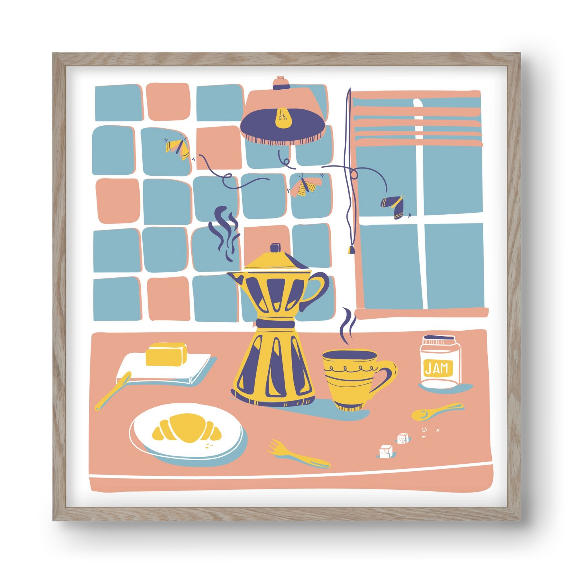 Pastel Breakfast, 40x40 cm (40x40 cm), Tölgy keret