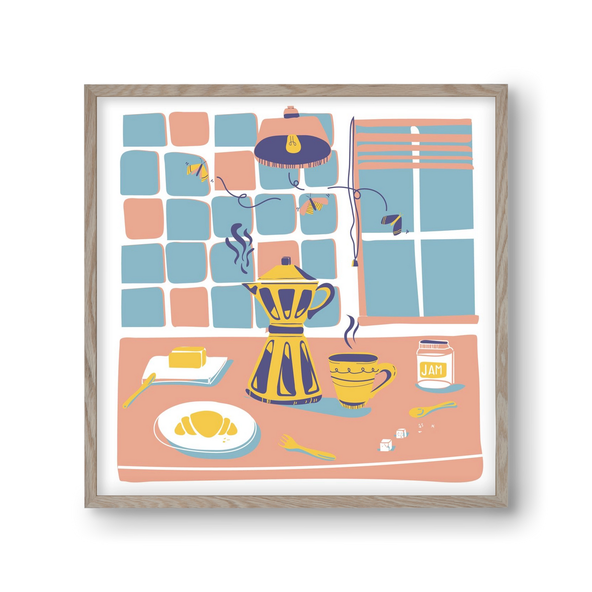 Pastel Breakfast, 30x30 cm (30x30 cm), Tölgy keret