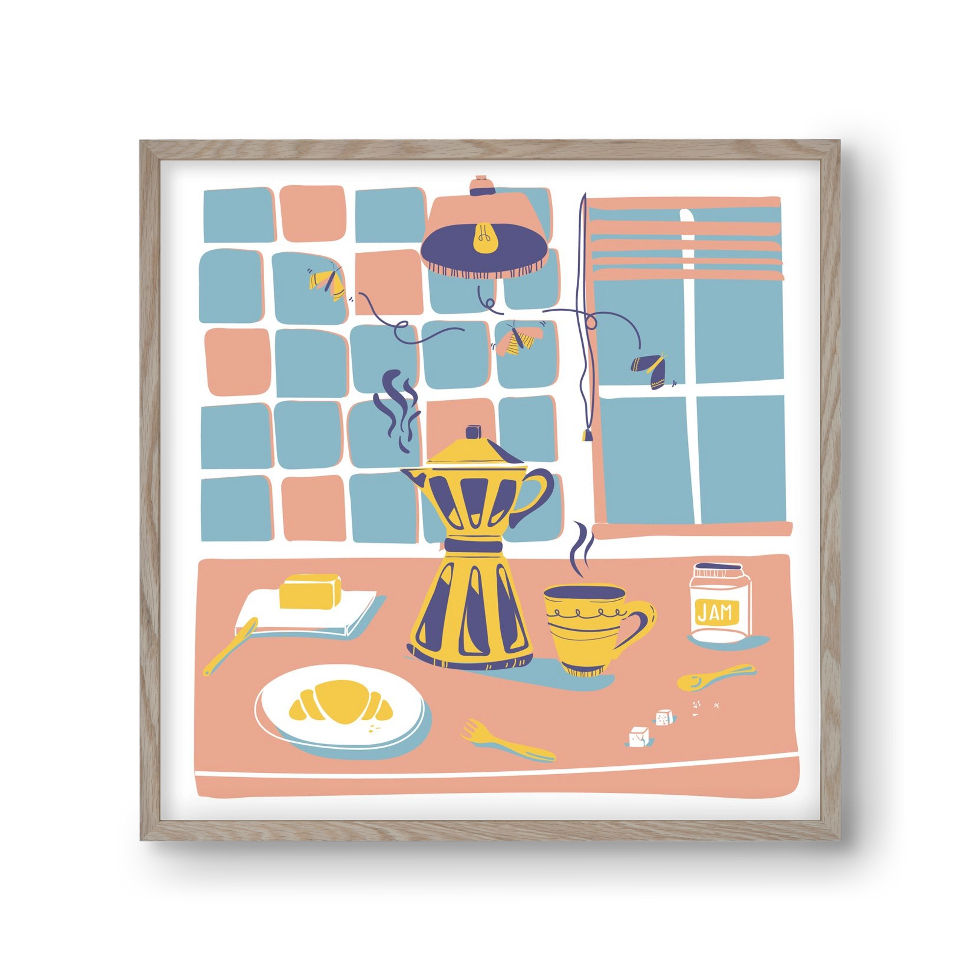 Pastel Breakfast, 30x30 cm (30x30 cm), Tölgy keret