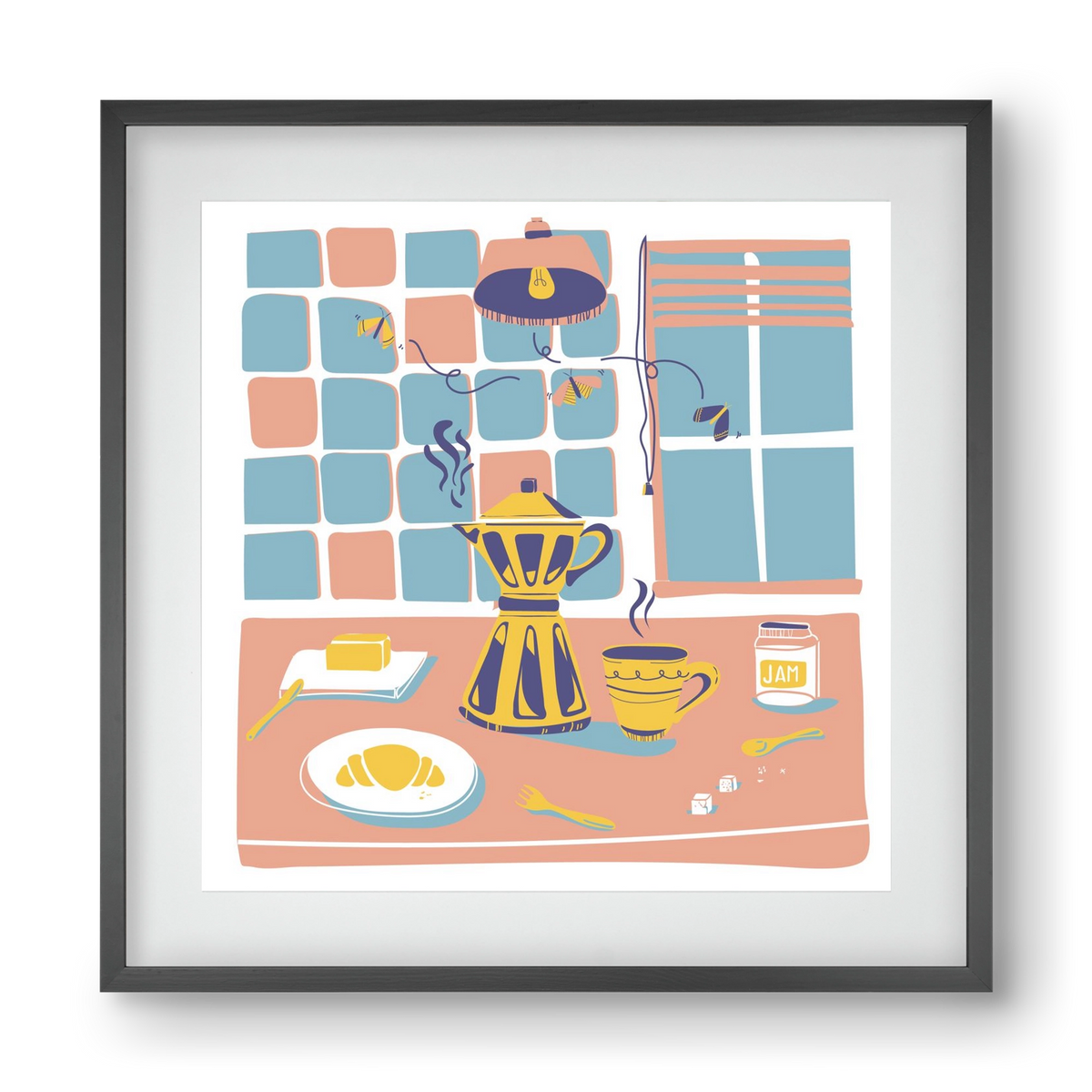 Pastel Breakfast, 40x40 cm (30x30 cm), Fekete keret, paszpartuval