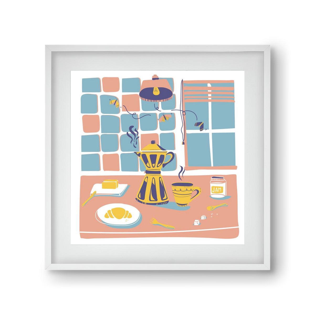 Pastel Breakfast, 30x30 cm (20x20 cm), Fehér keret, paszpartuval