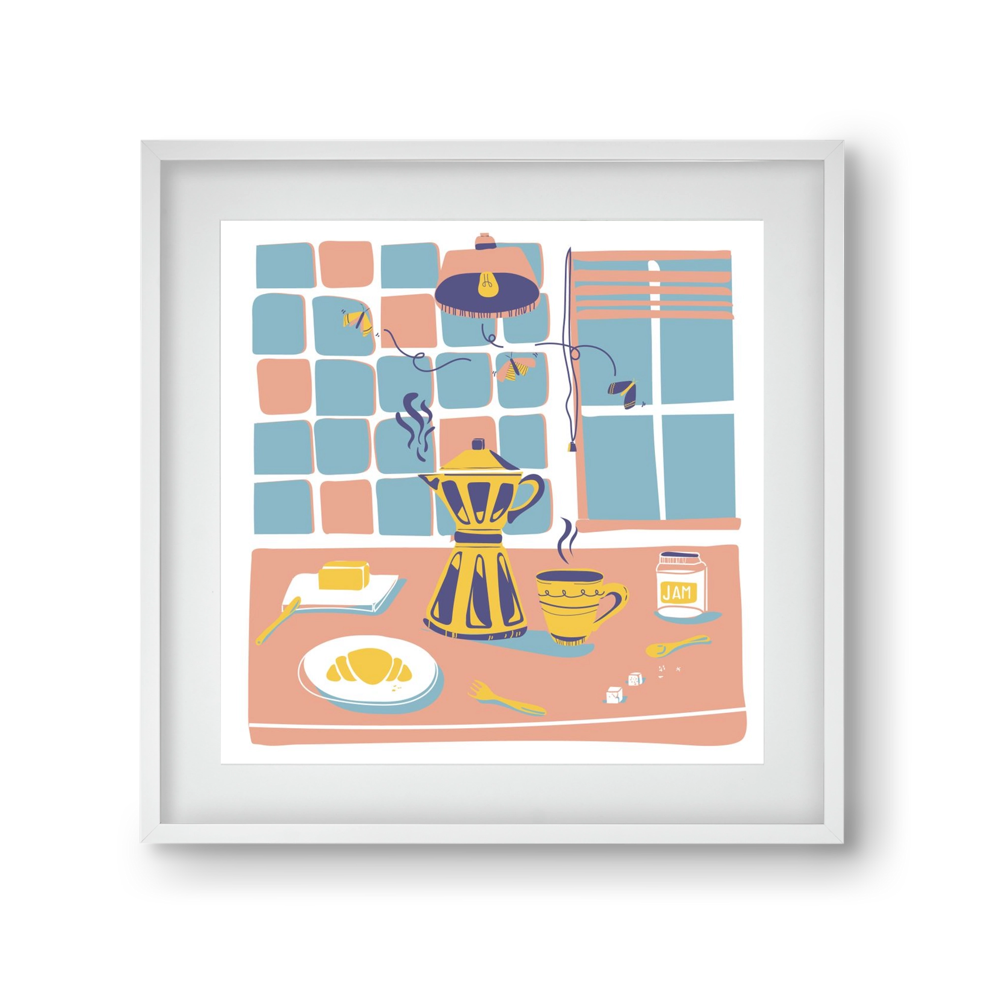 Pastel Breakfast, 30x30 cm (20x20 cm), Fehér keret, paszpartuval