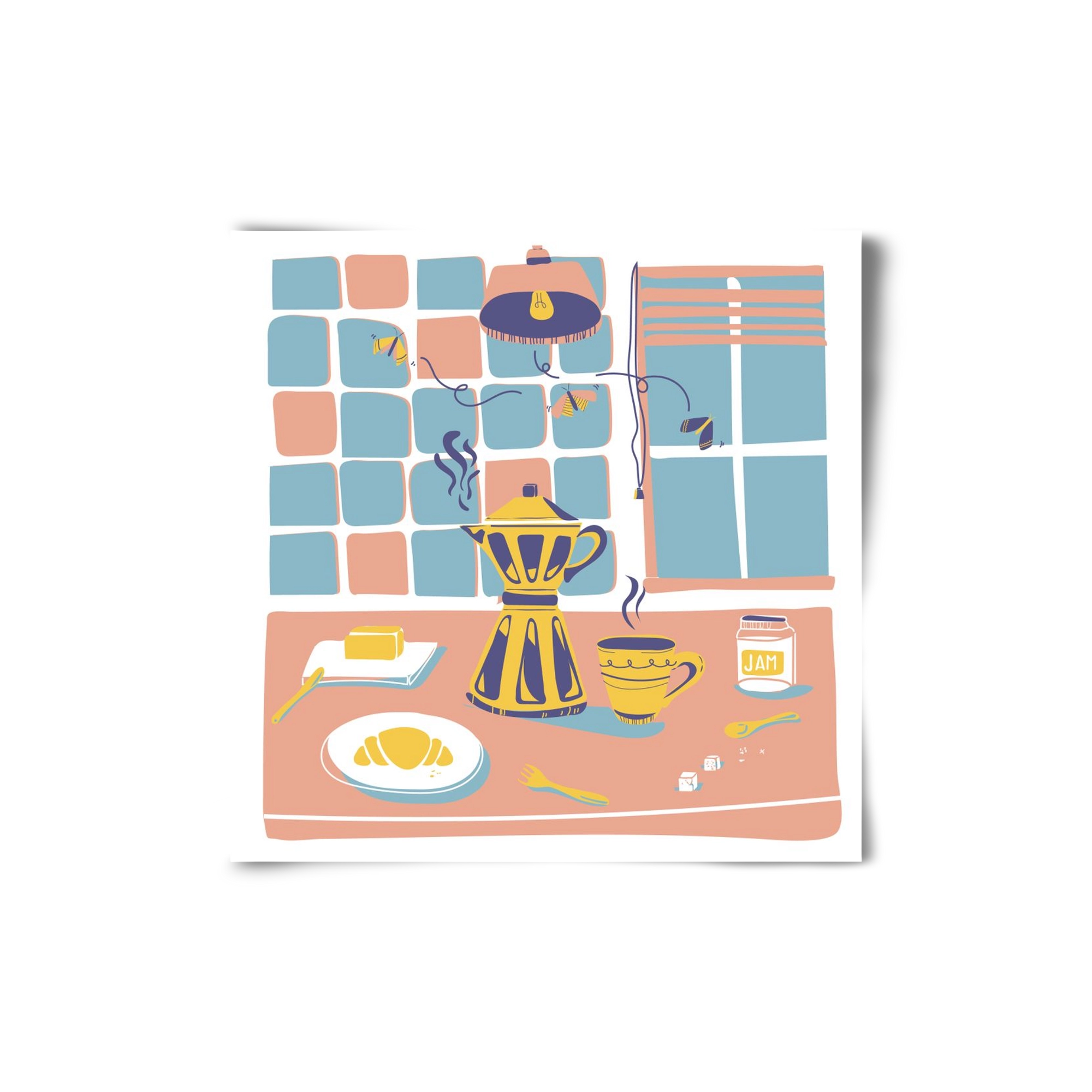 Pastel Breakfast, 20x20 cm, Keret nélkül