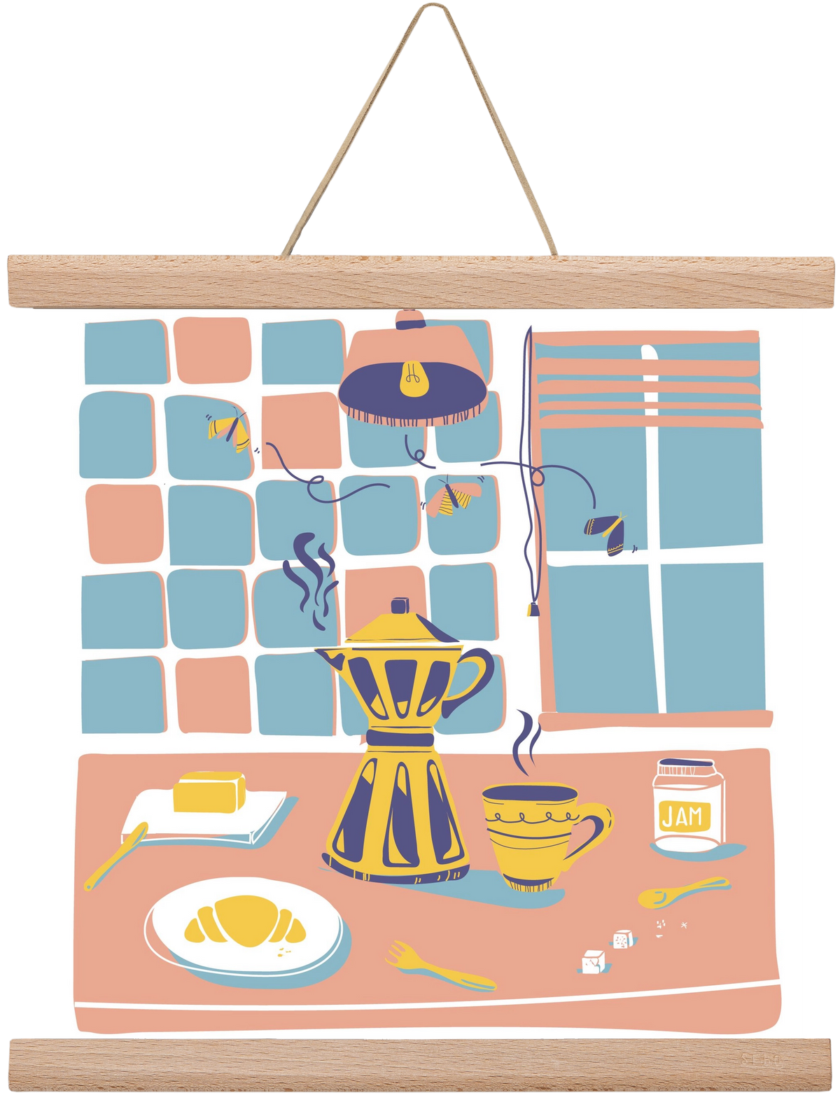 Pastel Breakfast, 30x30 cm (30x30 cm), Tölgy akasztó
