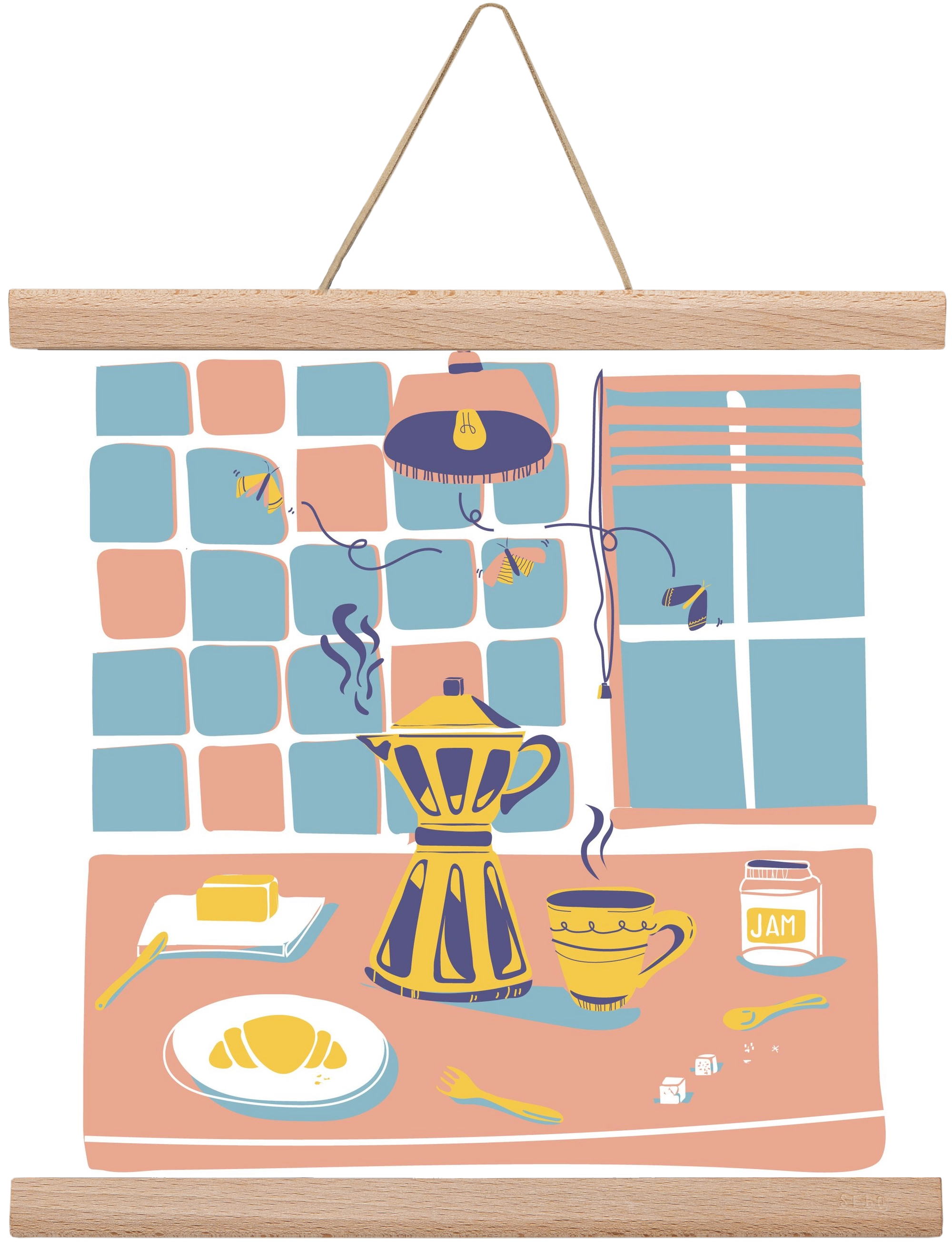 Pastel Breakfast, 30x30 cm (30x30 cm), Tölgy akasztó