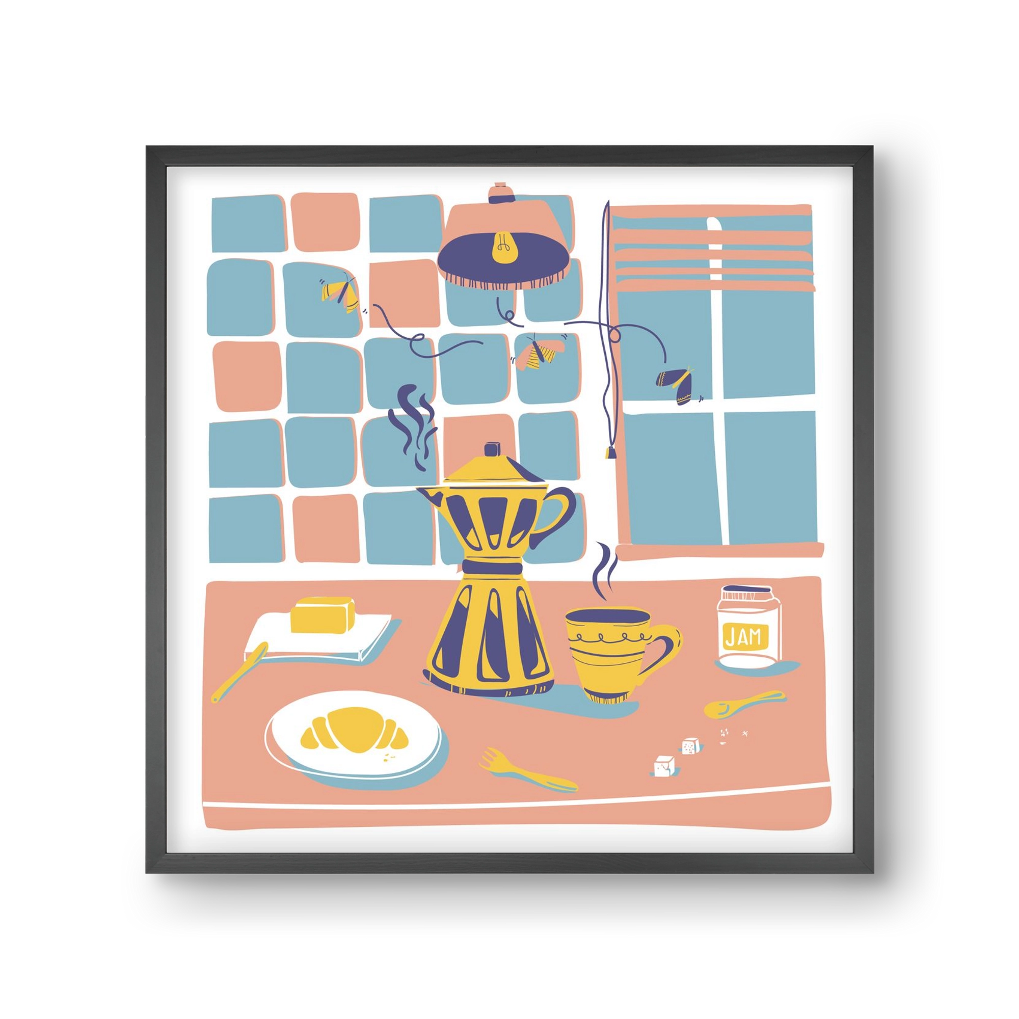 Pastel Breakfast, 30x30 cm (30x30 cm), Fekete keret