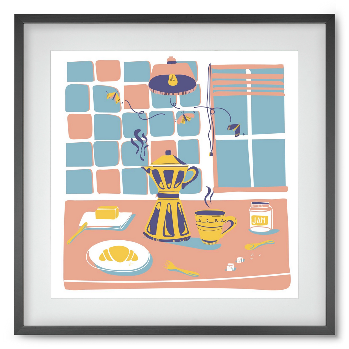 Pastel Breakfast, 50x50 cm (40x40 cm), Fekete keret, paszpartuval