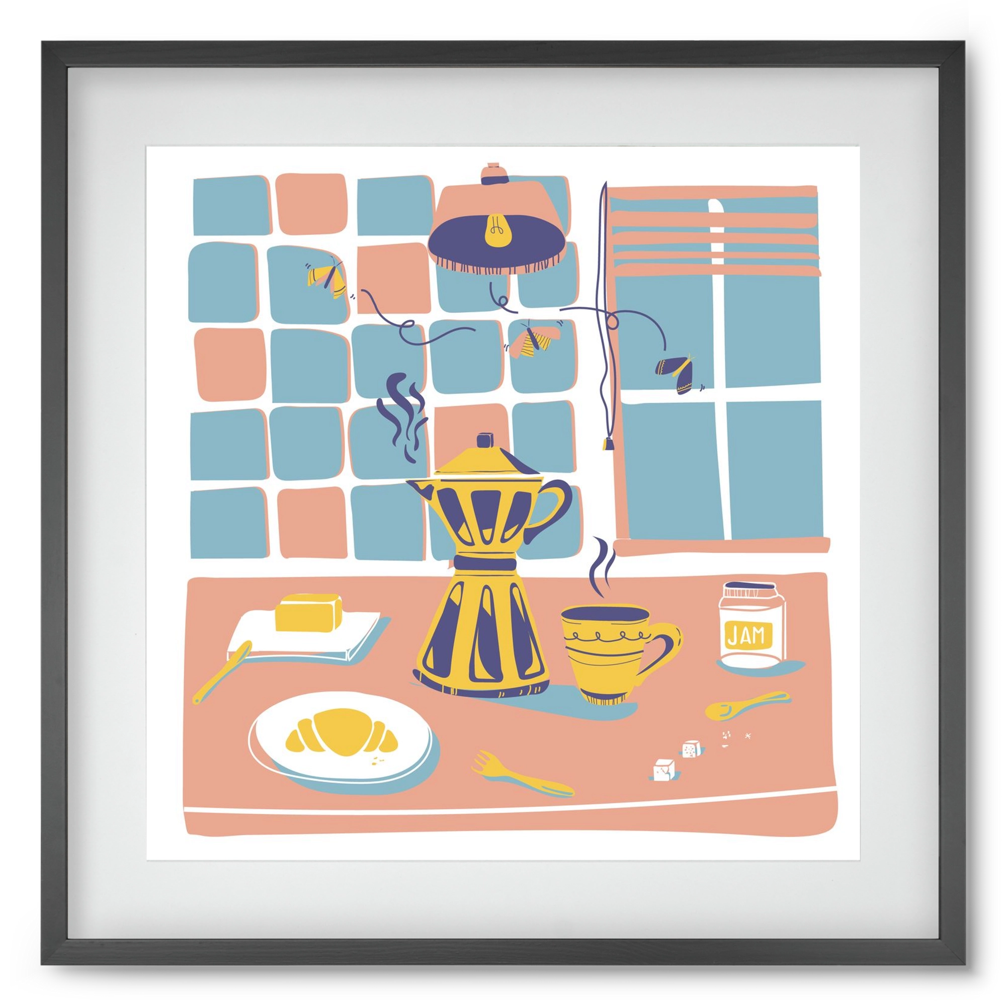 Pastel Breakfast, 50x50 cm (40x40 cm), Fekete keret, paszpartuval