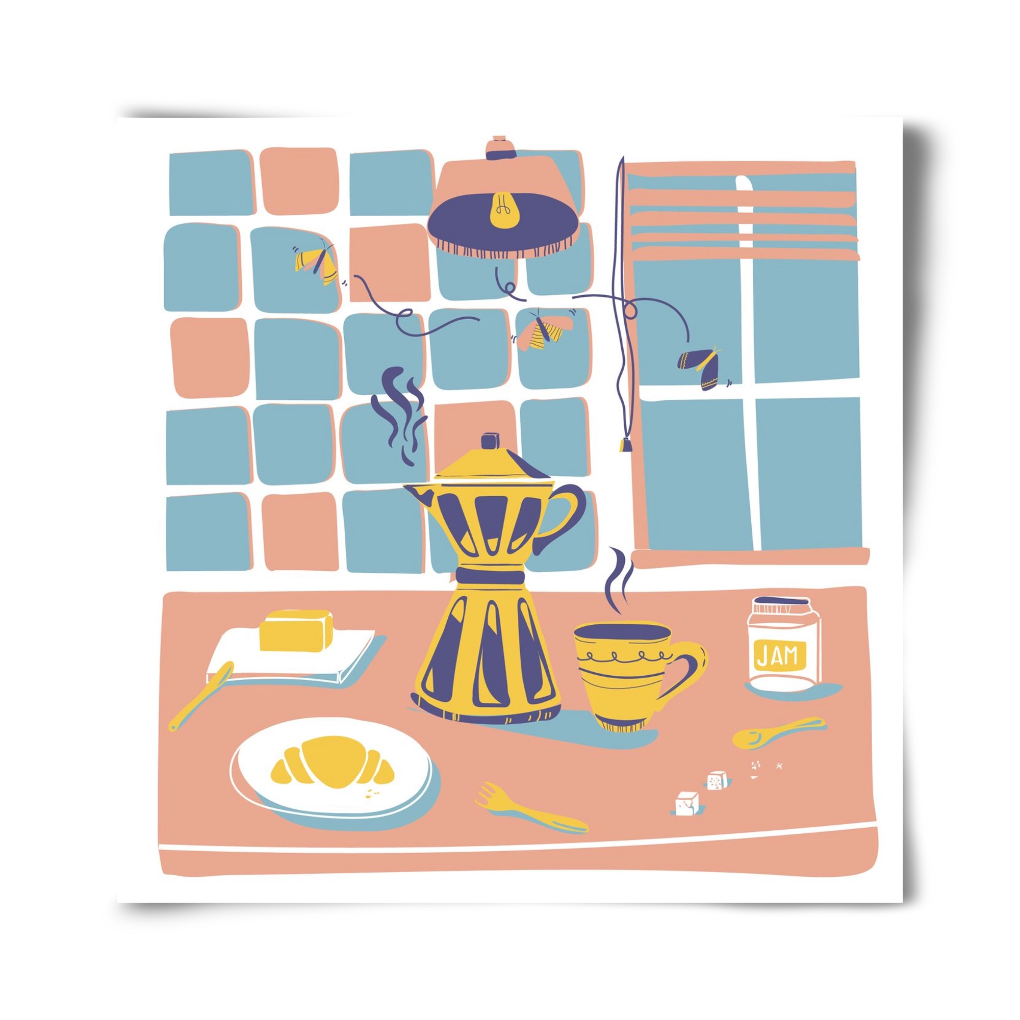 Pastel Breakfast, 40x40 cm, Keret nélkül