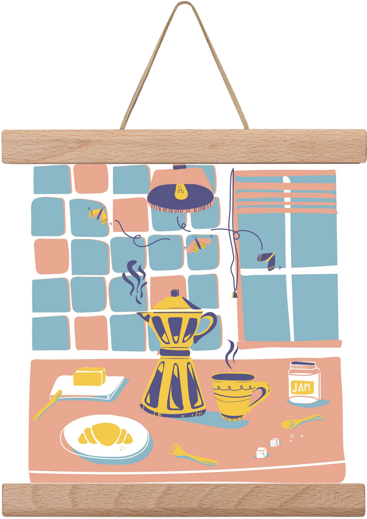 Pastel Breakfast, 20x20 cm (20x20 cm), Tölgy akasztó