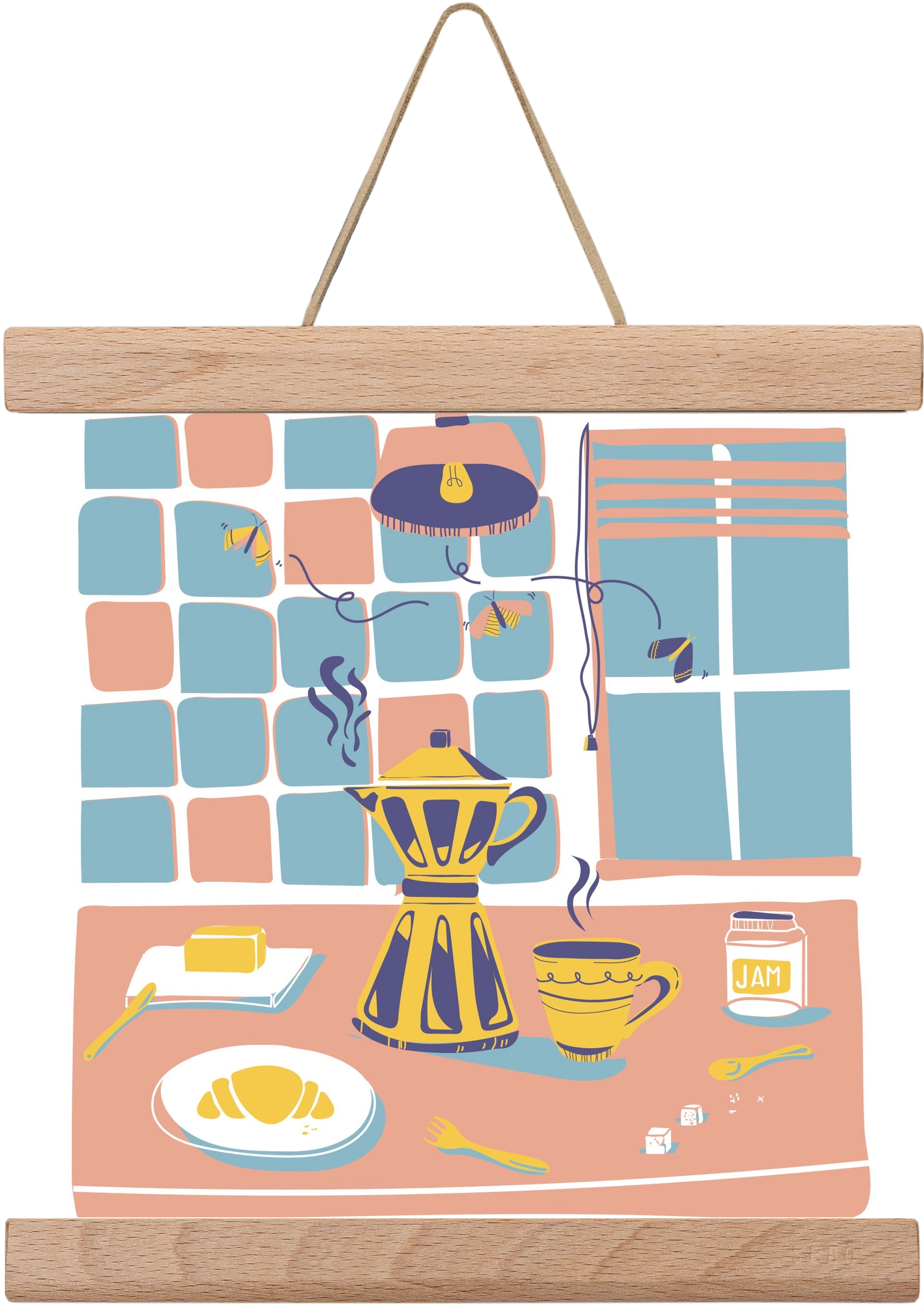 Pastel Breakfast, 20x20 cm (20x20 cm), Tölgy akasztó