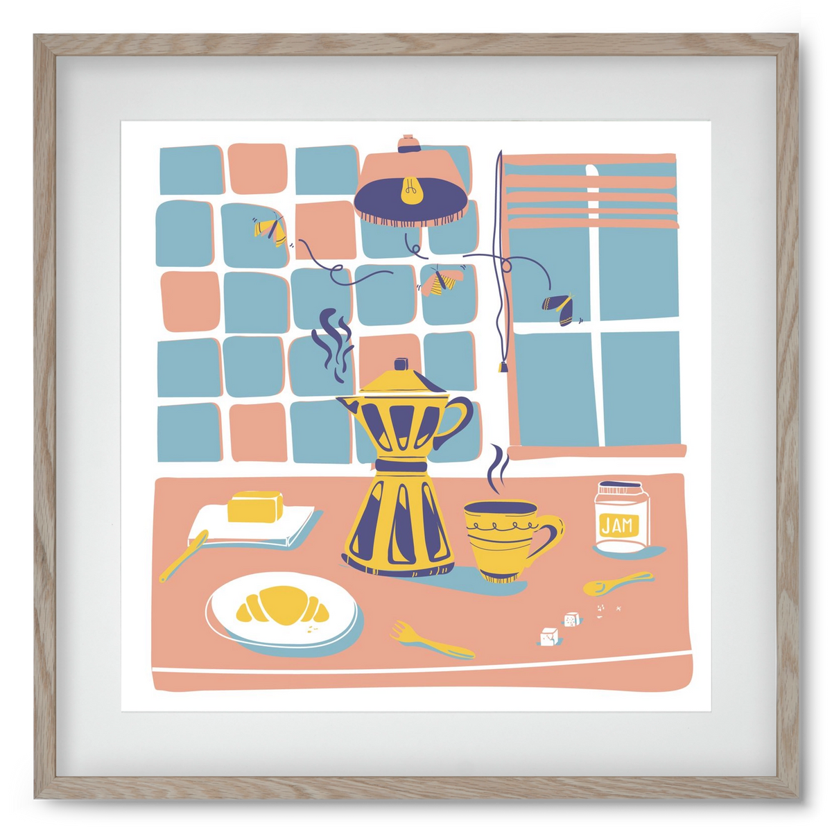 Pastel Breakfast, 50x50 cm (40x40 cm), Tölgy keret, paszpartuval